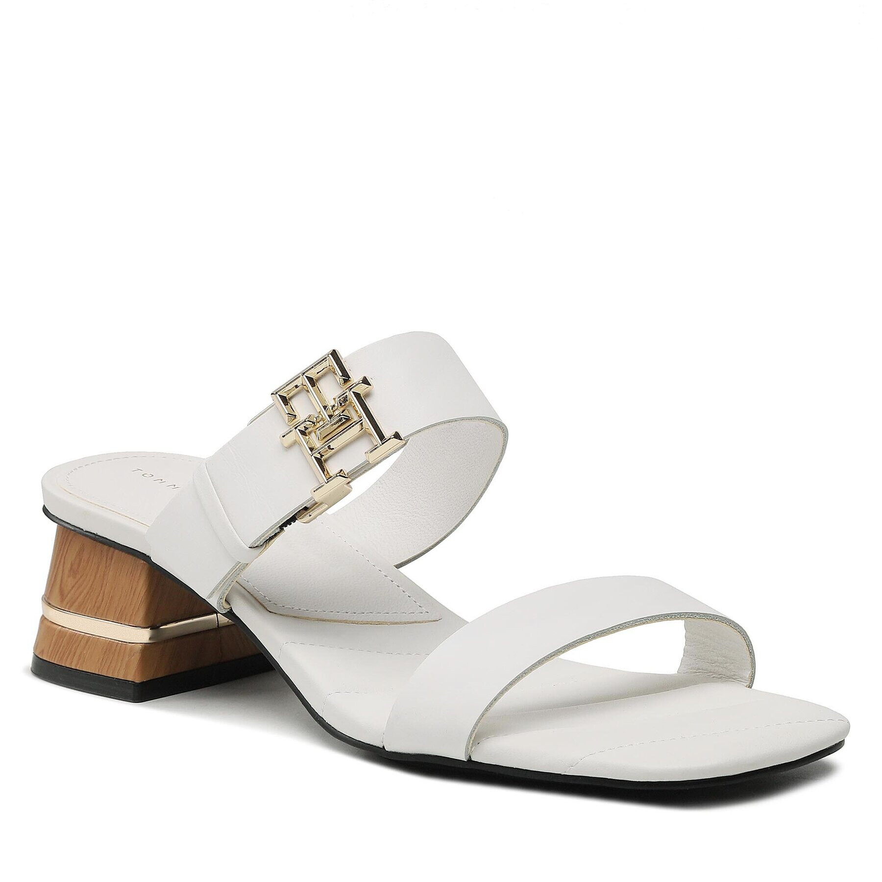 Tommy Hilfiger Чехли Hardware Block Mid Heel FW0FW07017 Бял - Pepit.bg