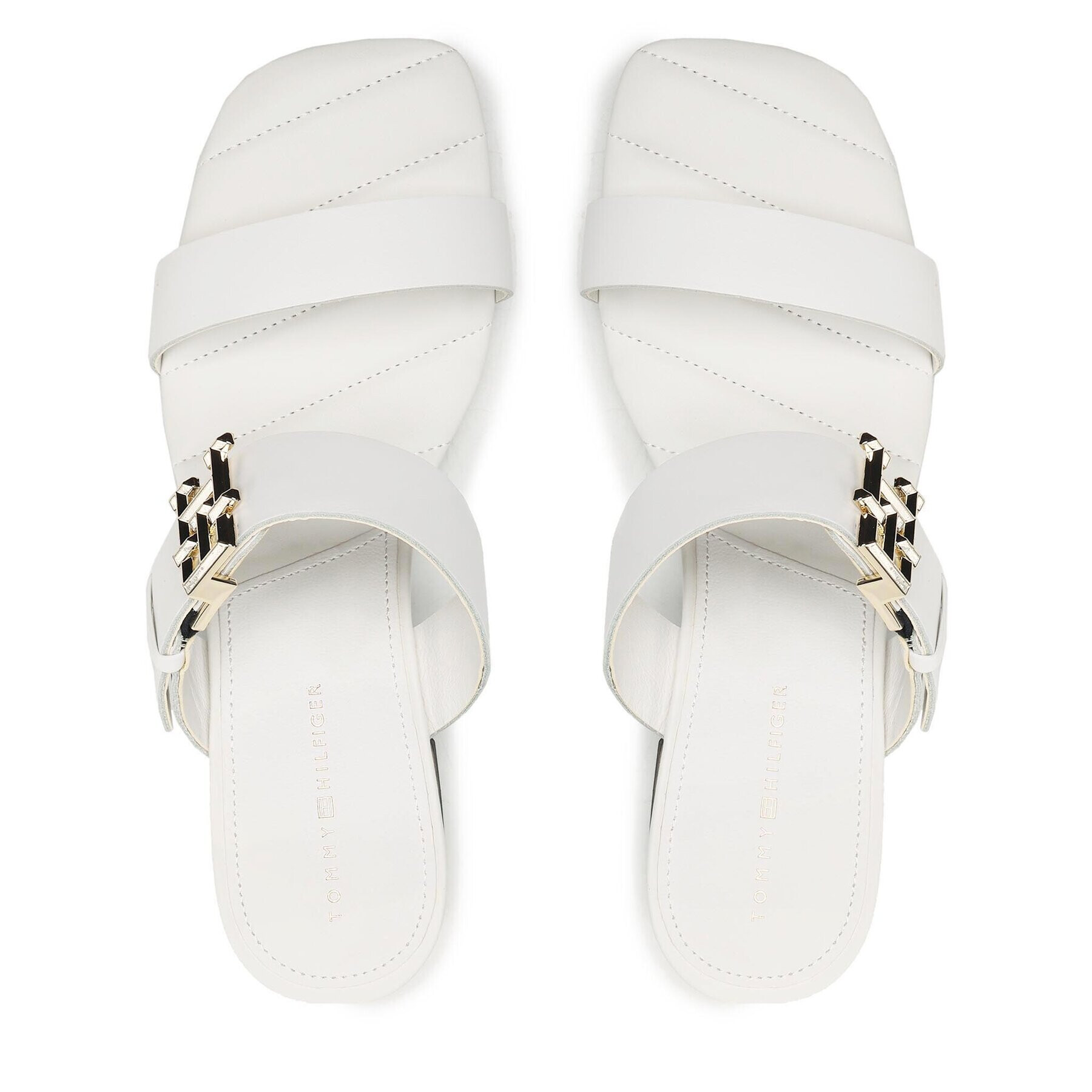 Tommy Hilfiger Чехли Hardware Block Mid Heel FW0FW07017 Бял - Pepit.bg