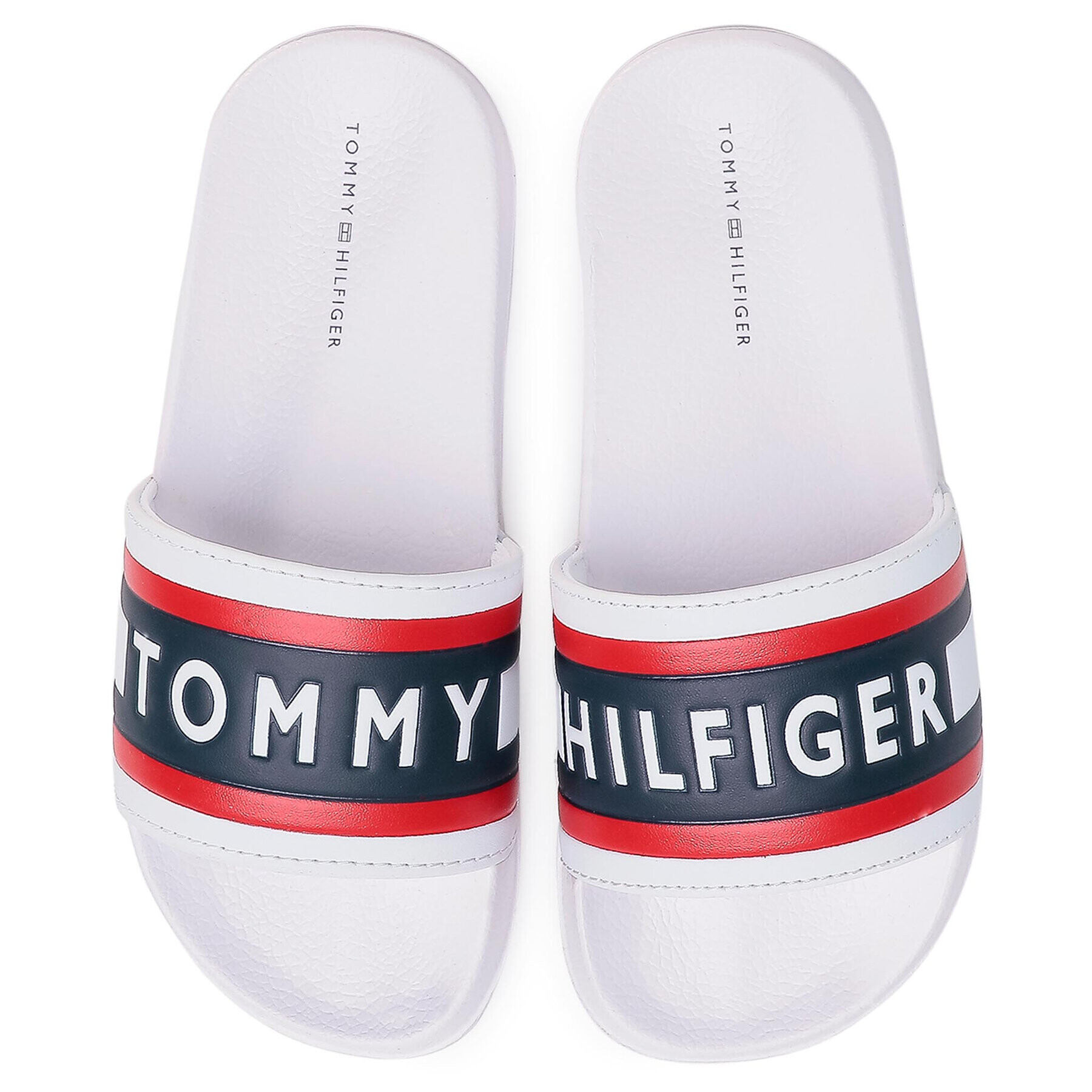 Tommy Hilfiger Чехли Maxi Lettering Print Pool Slide T3B0-30757-0904 S Бял - Pepit.bg