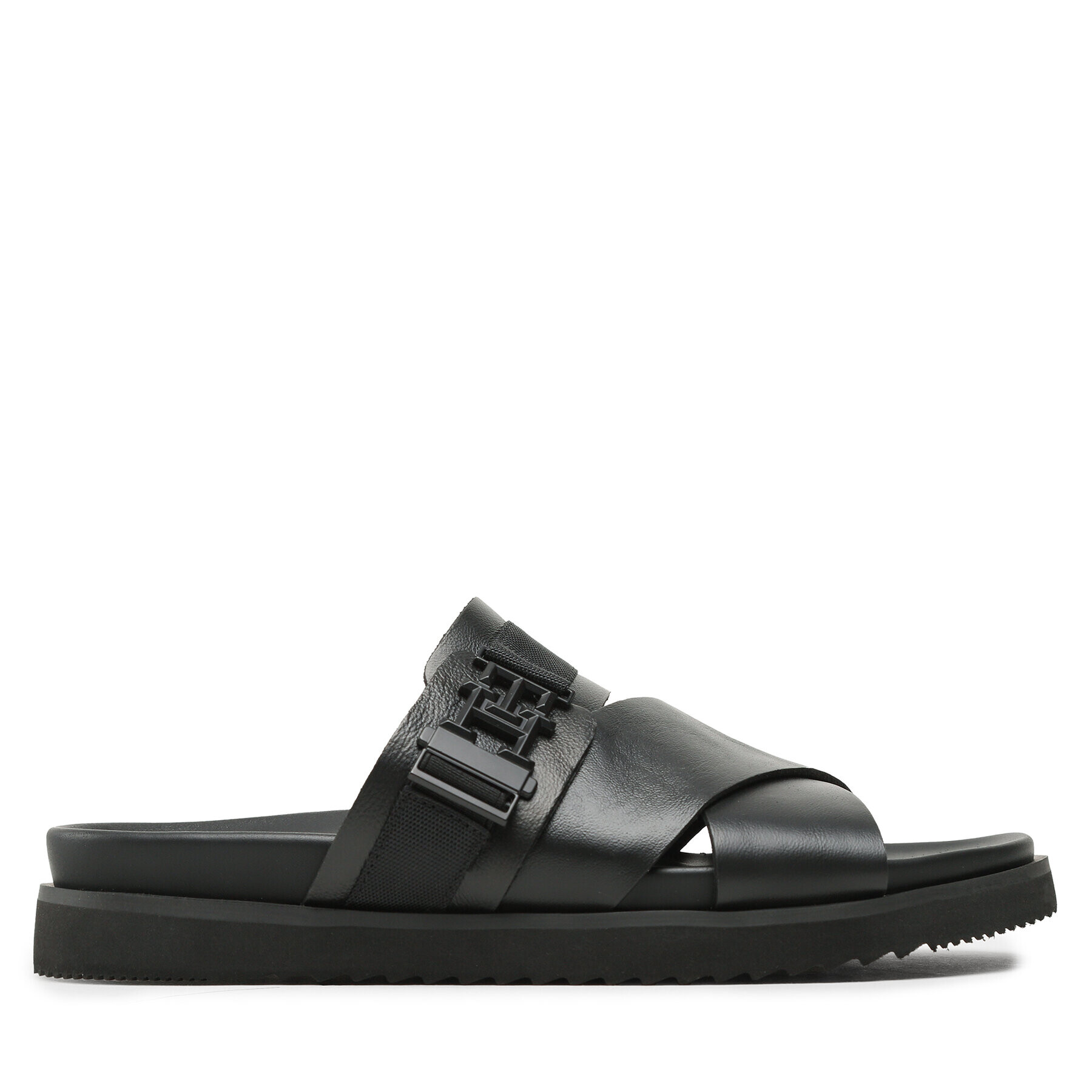 Tommy Hilfiger Чехли Th Cleated Leather Sandal FM0FM04458 Черен - Pepit.bg