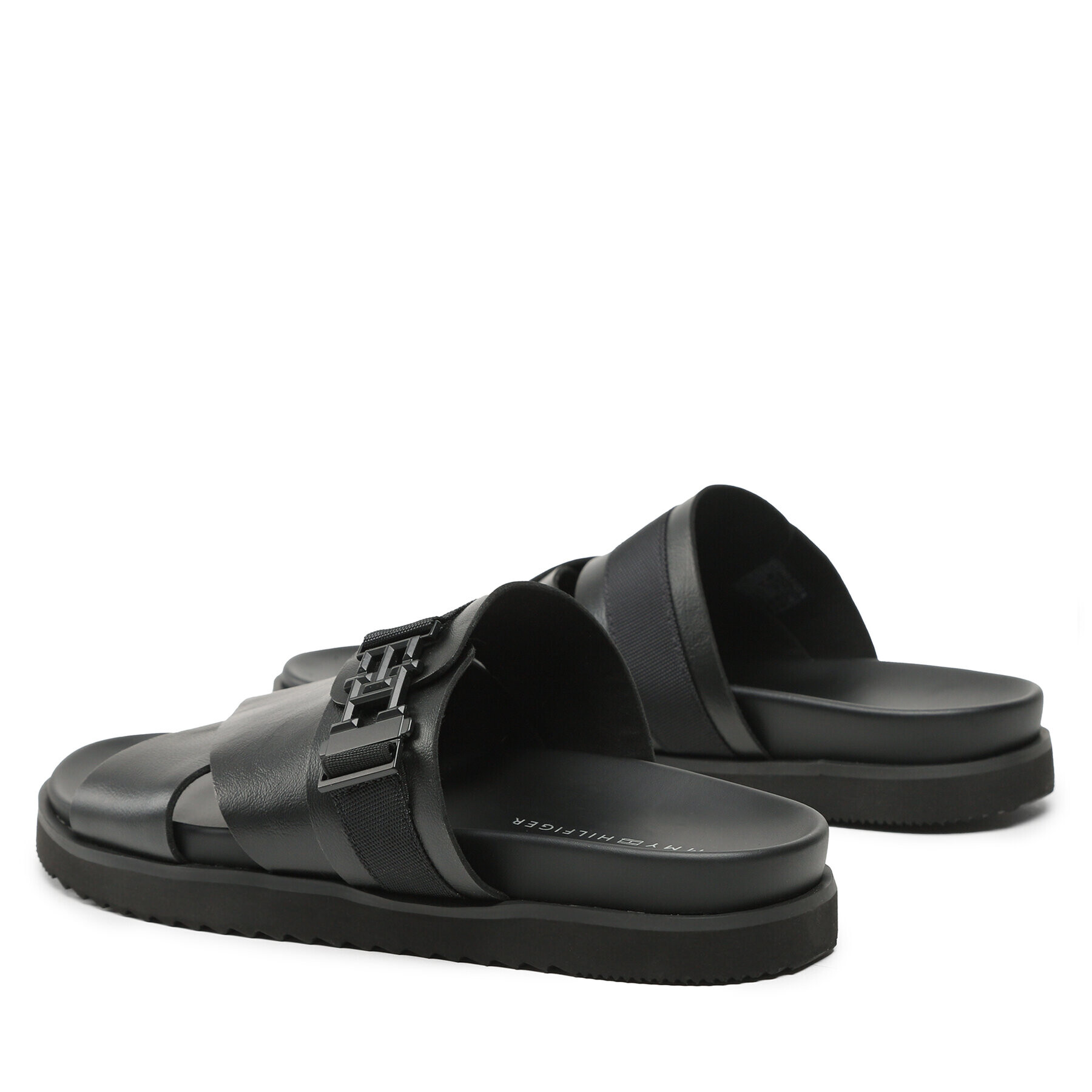 Tommy Hilfiger Чехли Th Cleated Leather Sandal FM0FM04458 Черен - Pepit.bg
