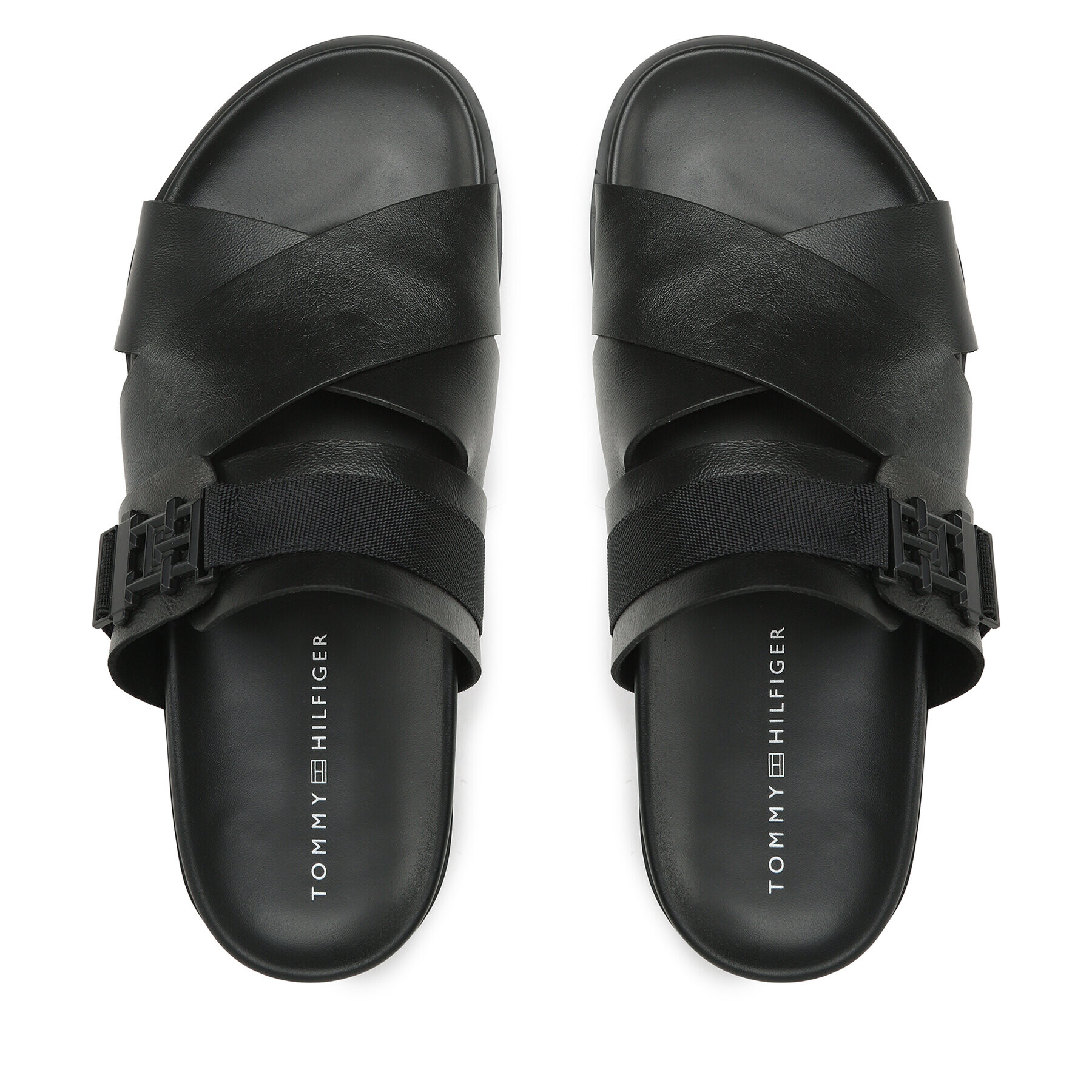 Tommy Hilfiger Чехли Th Cleated Leather Sandal FM0FM04458 Черен - Pepit.bg