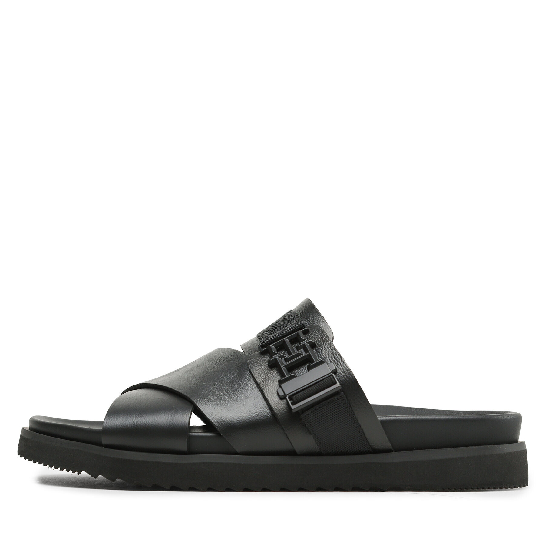 Tommy Hilfiger Чехли Th Cleated Leather Sandal FM0FM04458 Черен - Pepit.bg