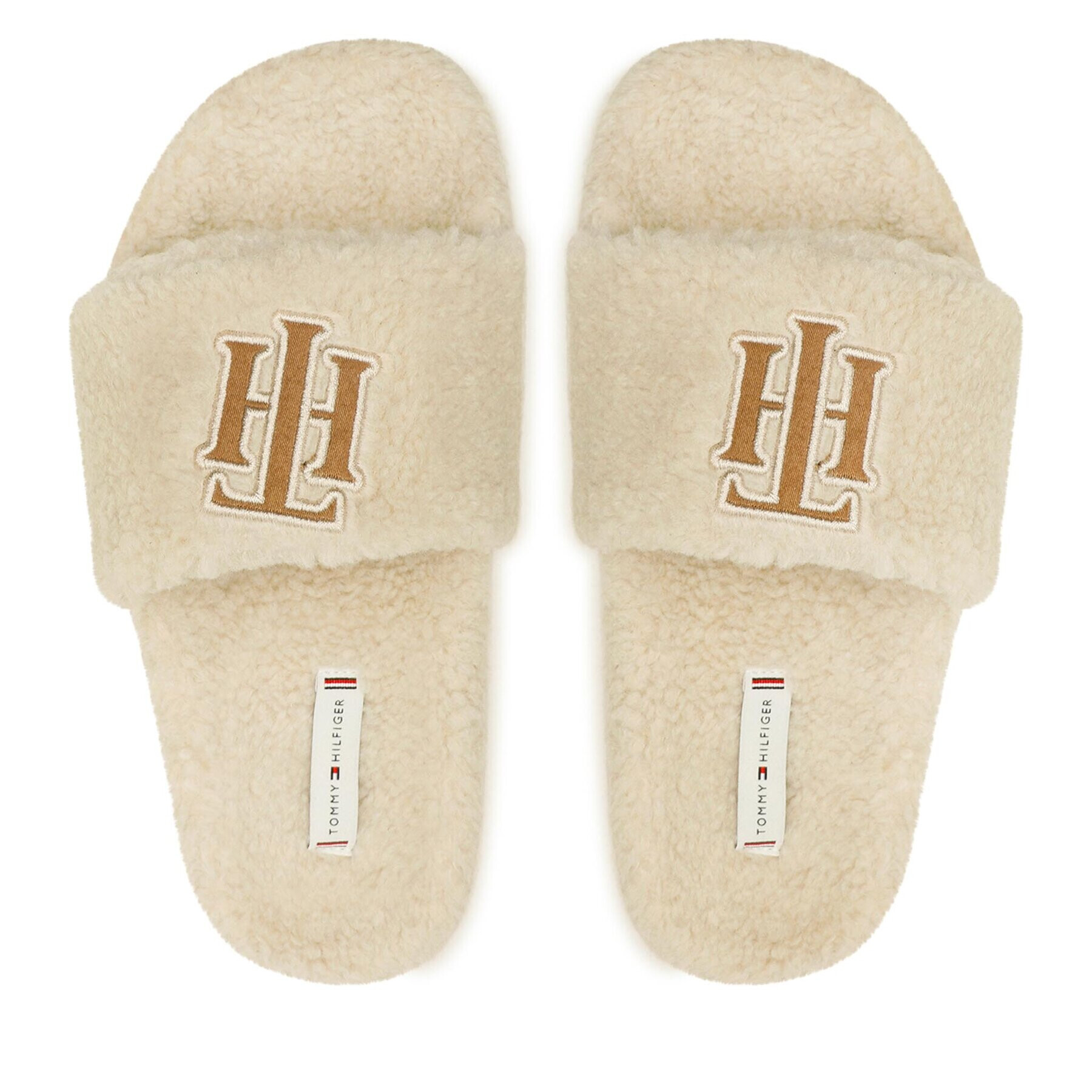 Tommy Hilfiger Чехли Th Sherpa Fur Slide FW0FW06718 Бежов - Pepit.bg