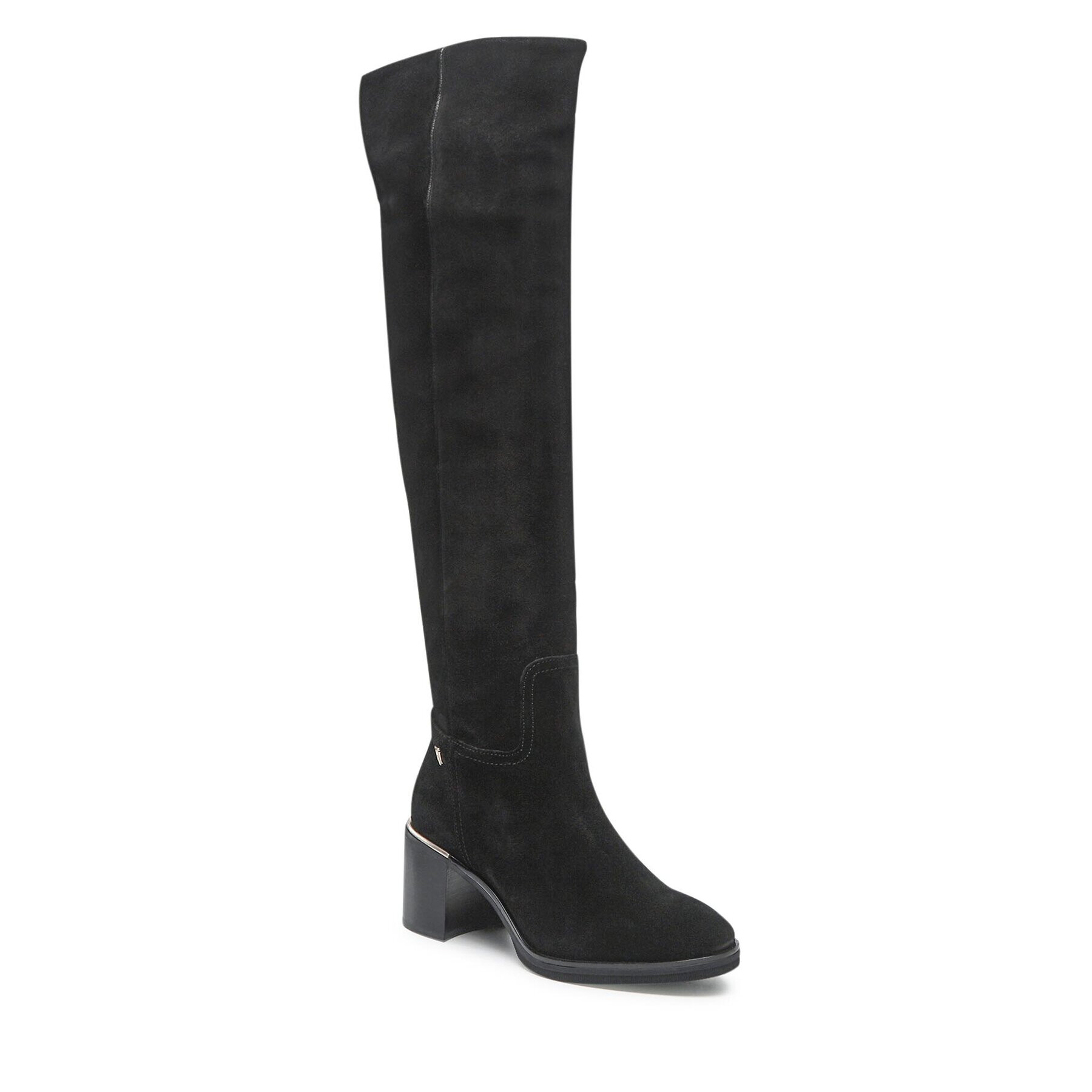 Tommy Hilfiger Чизми Th Belt Suede Overknee Boot FW0FW06767 Черен - Pepit.bg