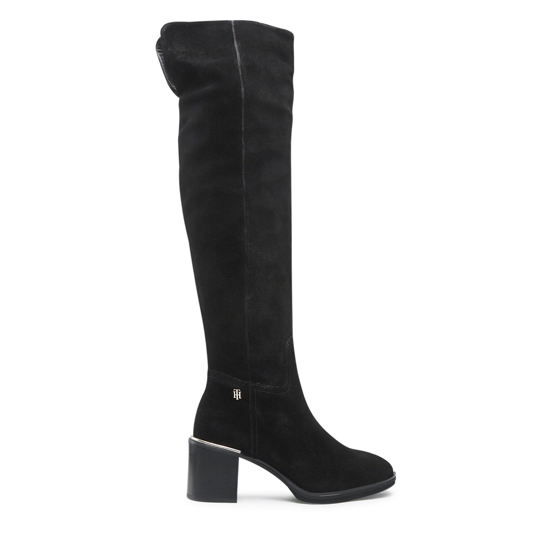 Tommy Hilfiger Чизми Th Belt Suede Overknee Boot FW0FW06767 Черен - Pepit.bg