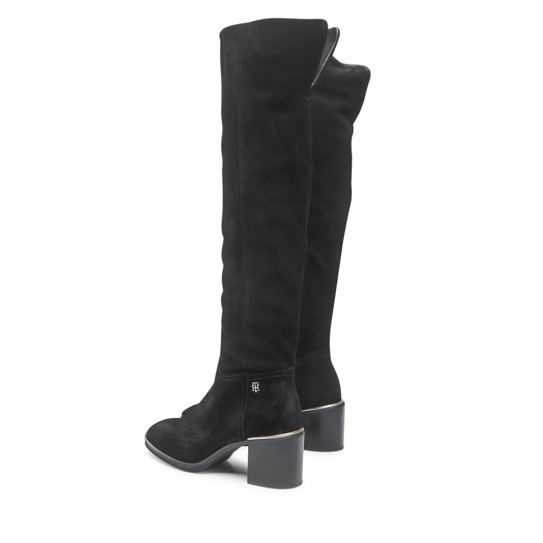 Tommy Hilfiger Чизми Th Belt Suede Overknee Boot FW0FW06767 Черен - Pepit.bg