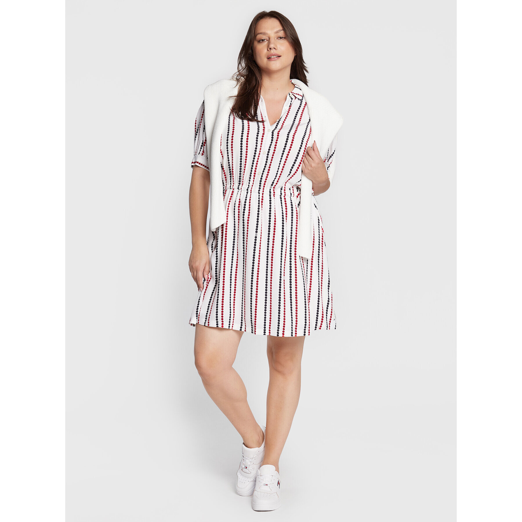 Tommy Hilfiger Curve Ежедневна рокля WW0WW35373 Бял Relaxed Fit - Pepit.bg