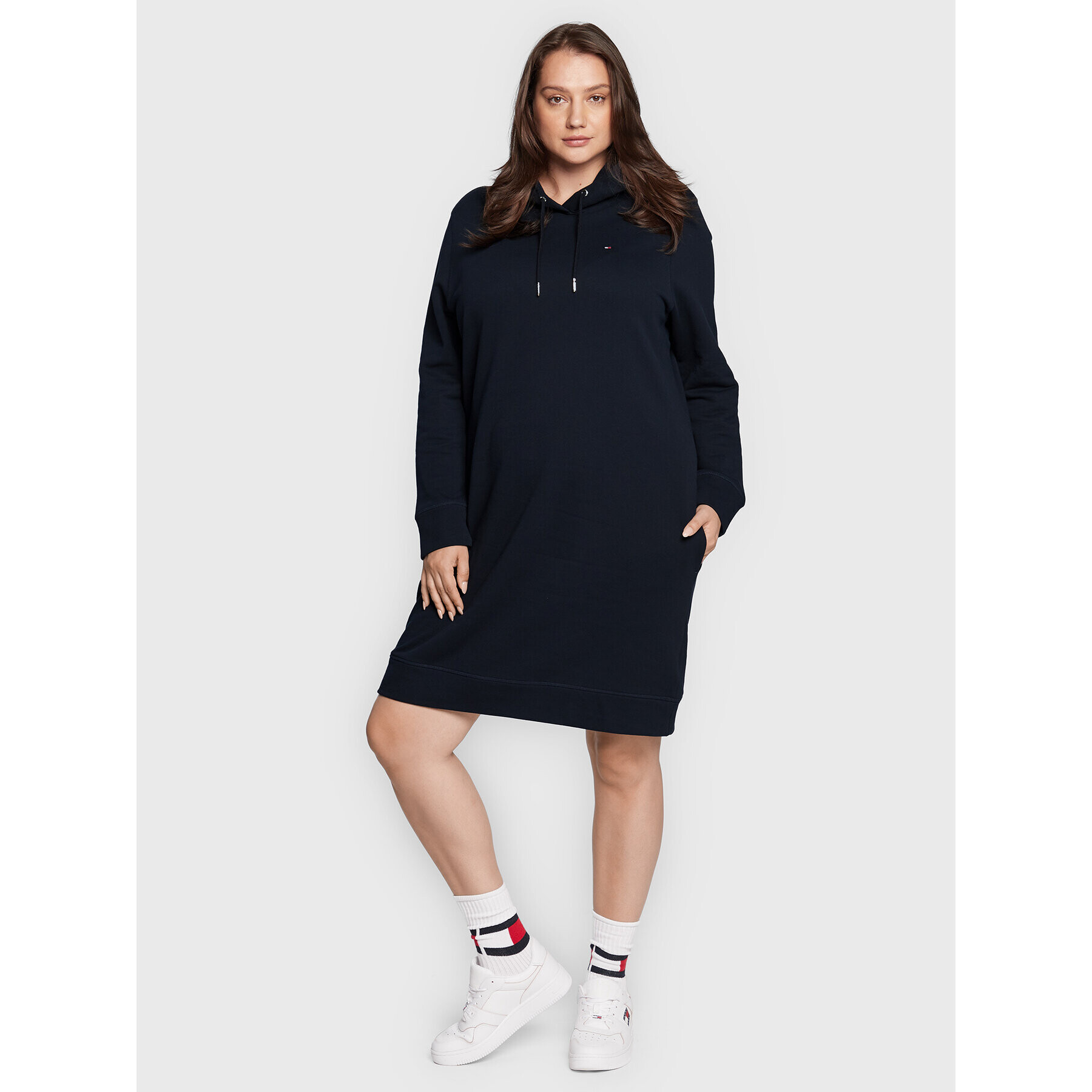 Tommy Hilfiger Curve Плетена рокля WW0WW33854 Тъмносин Regular Fit - Pepit.bg