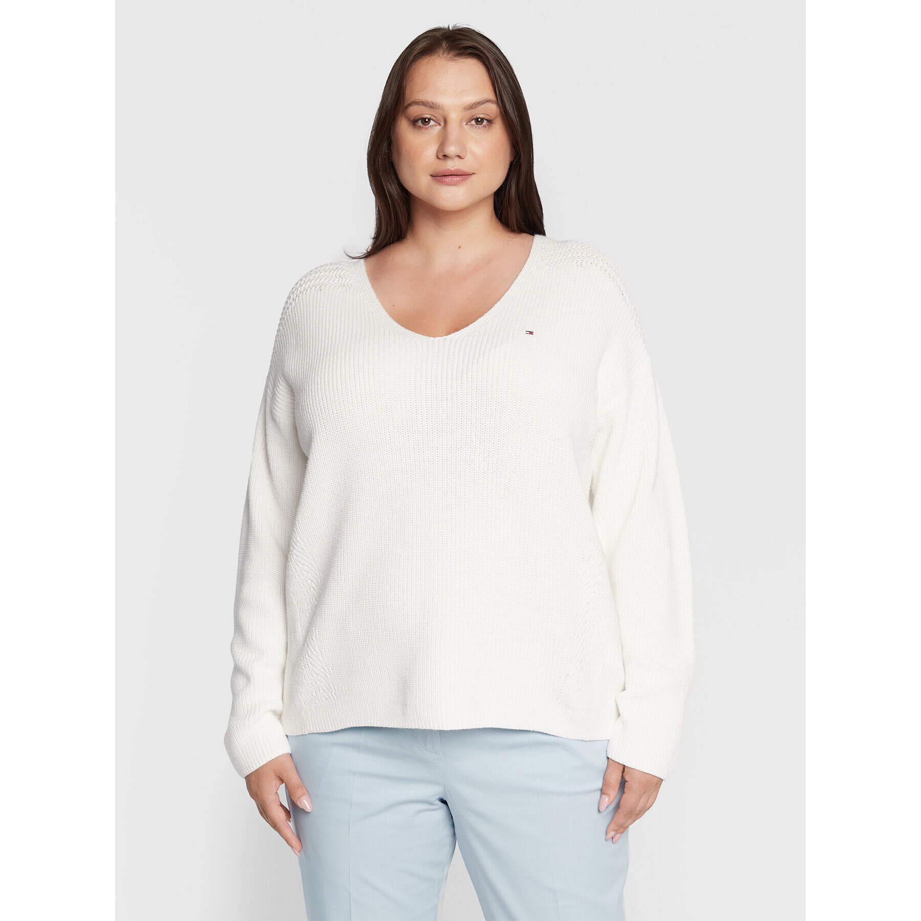 Tommy Hilfiger Curve Пуловер Hayana WW0WW35324 Бял Regular Fit - Pepit.bg