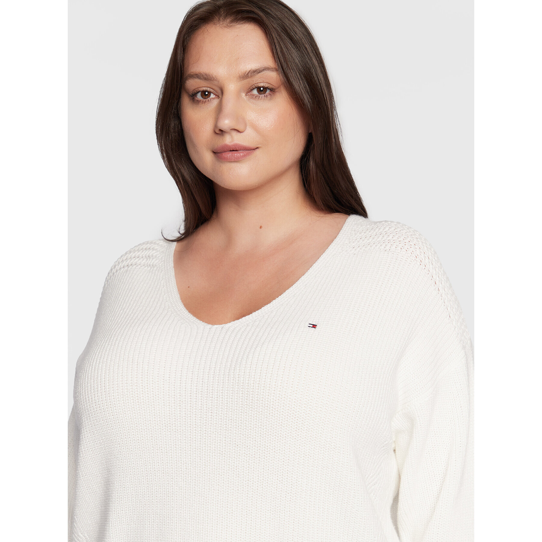 Tommy Hilfiger Curve Пуловер Hayana WW0WW35324 Бял Regular Fit - Pepit.bg