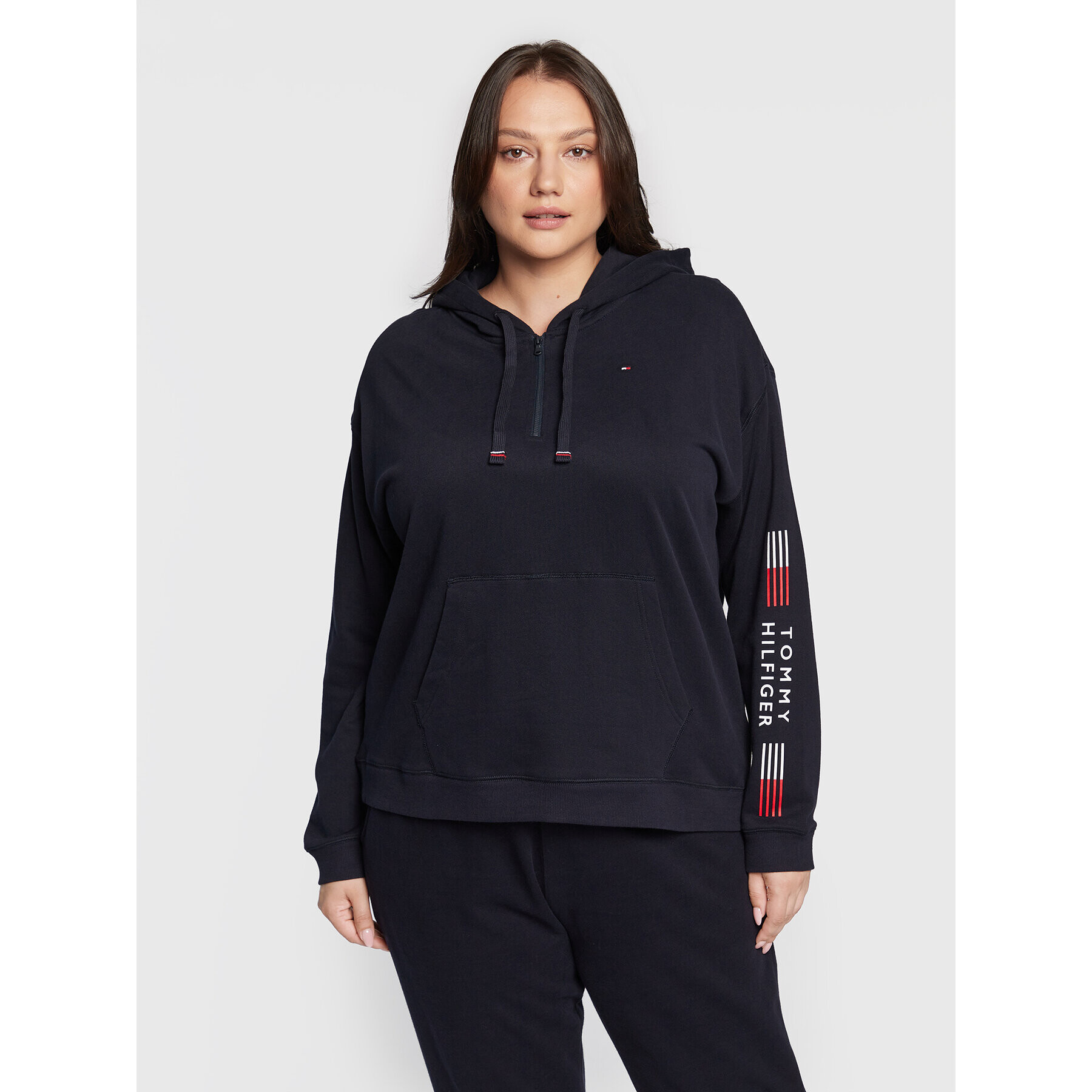 Tommy Hilfiger Curve Суитшърт Half Zip UW0UW03588 Тъмносин Regular Fit - Pepit.bg