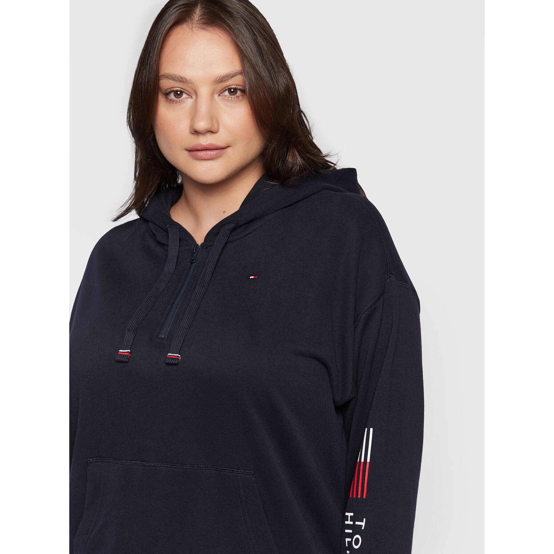 Tommy Hilfiger Curve Суитшърт Half Zip UW0UW03588 Тъмносин Regular Fit - Pepit.bg