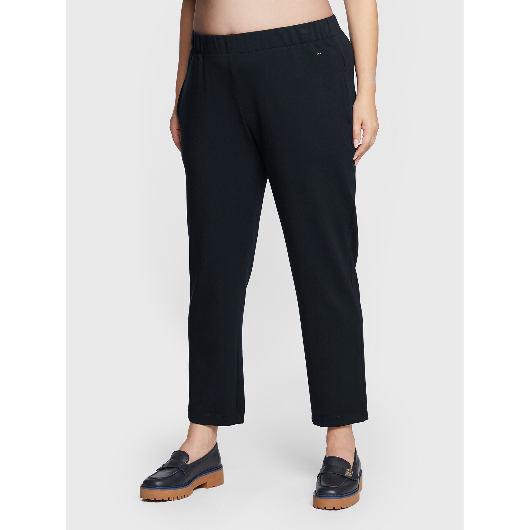 Tommy Hilfiger Curve Текстилни панталони Pull On Interlock WW0WW36472 Тъмносин Regular Fit - Pepit.bg