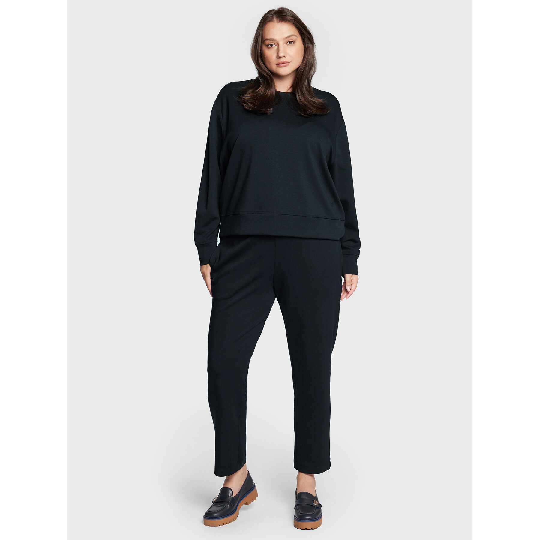 Tommy Hilfiger Curve Текстилни панталони Pull On Interlock WW0WW36472 Тъмносин Regular Fit - Pepit.bg