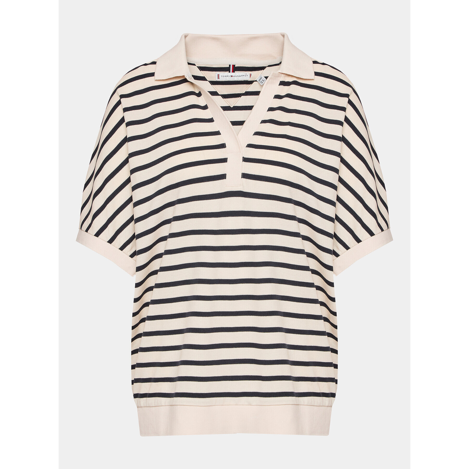 Tommy Hilfiger Curve Тениска с яка и копчета WW0WW39272 Екрю Relaxed Fit - Pepit.bg