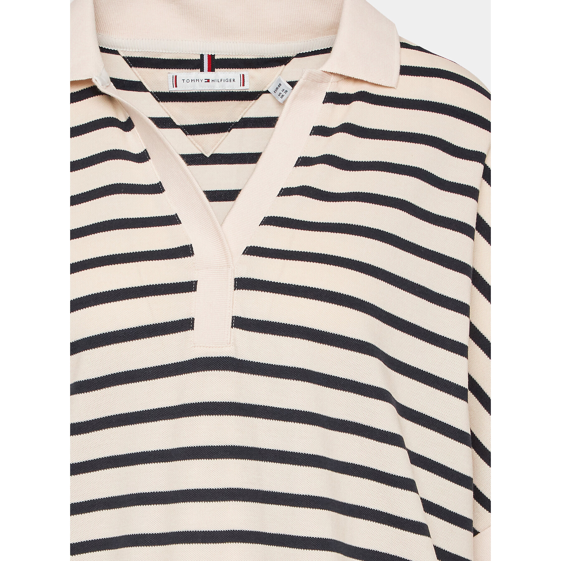 Tommy Hilfiger Curve Тениска с яка и копчета WW0WW39272 Екрю Relaxed Fit - Pepit.bg