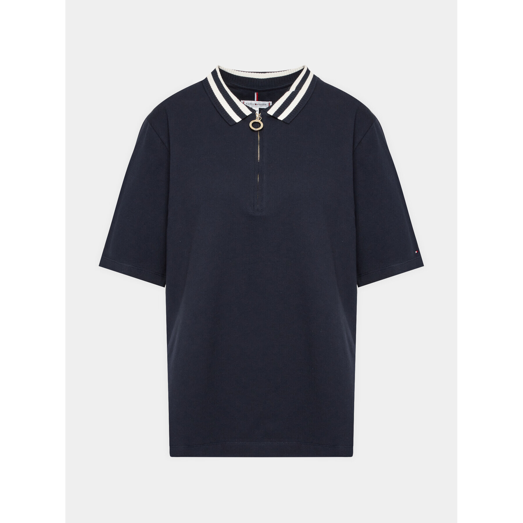 Tommy Hilfiger Curve Тениска с яка и копчета WW0WW39277 Тъмносин Slim Fit - Pepit.bg