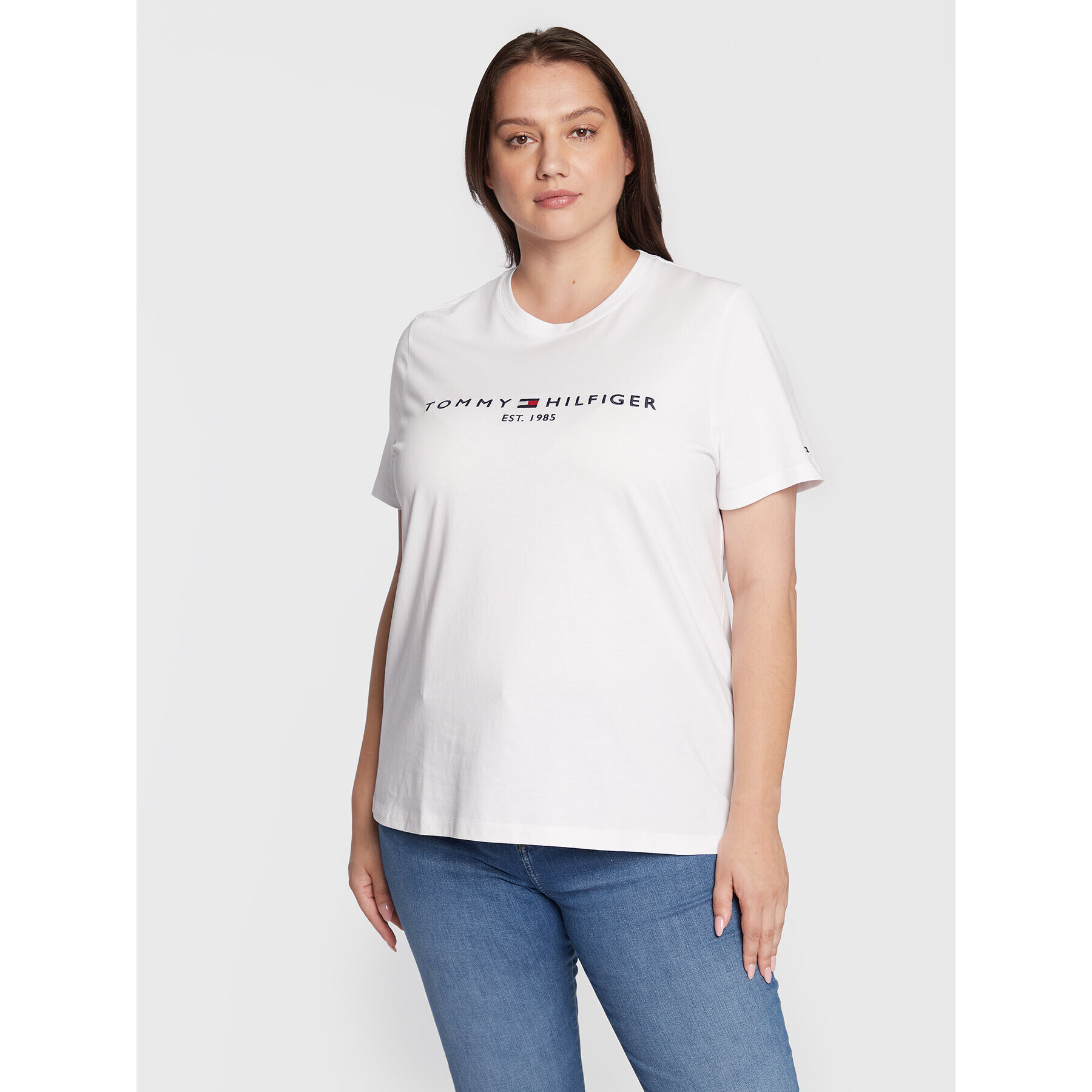 Tommy Hilfiger Curve Тишърт Ess WW0WW29738 Бял Regular Fit - Pepit.bg