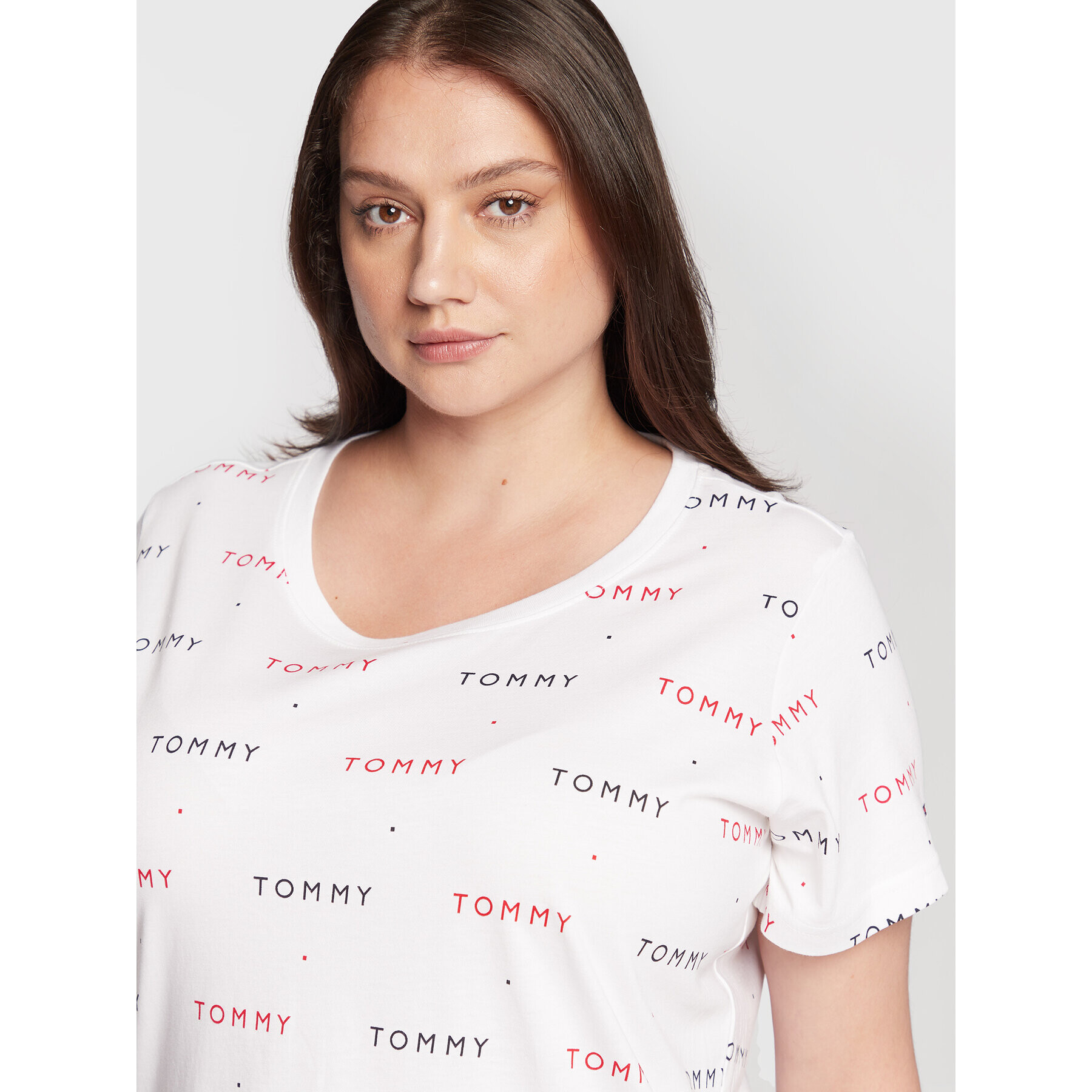 Tommy Hilfiger Curve Тишърт UW0UW03297 Бял Regular Fit - Pepit.bg