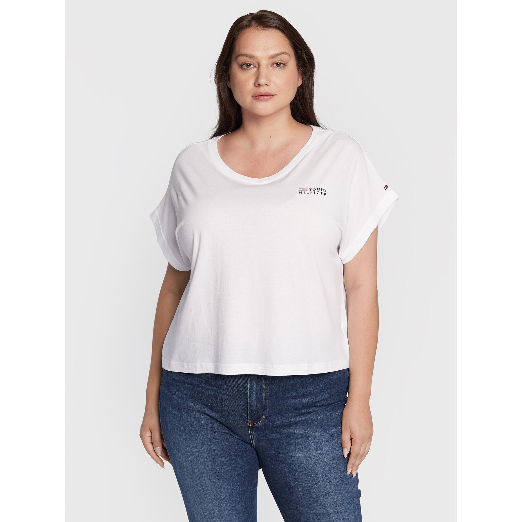 Tommy Hilfiger Curve Тишърт UW0UW03633 Бял Relaxed Fit - Pepit.bg