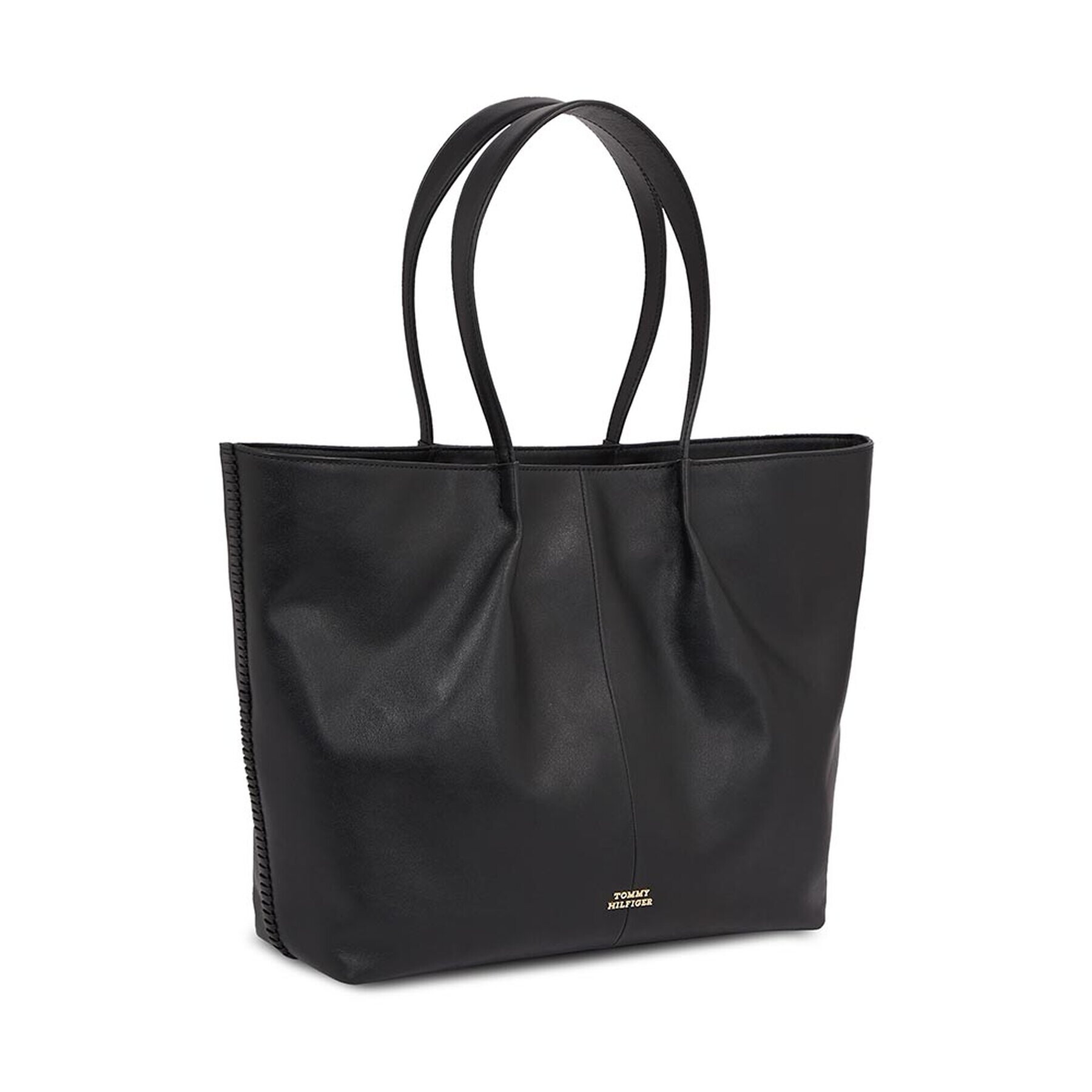 Tommy Hilfiger Дамска чанта Crest Leather Tote AW0AW15230 Черен - Pepit.bg