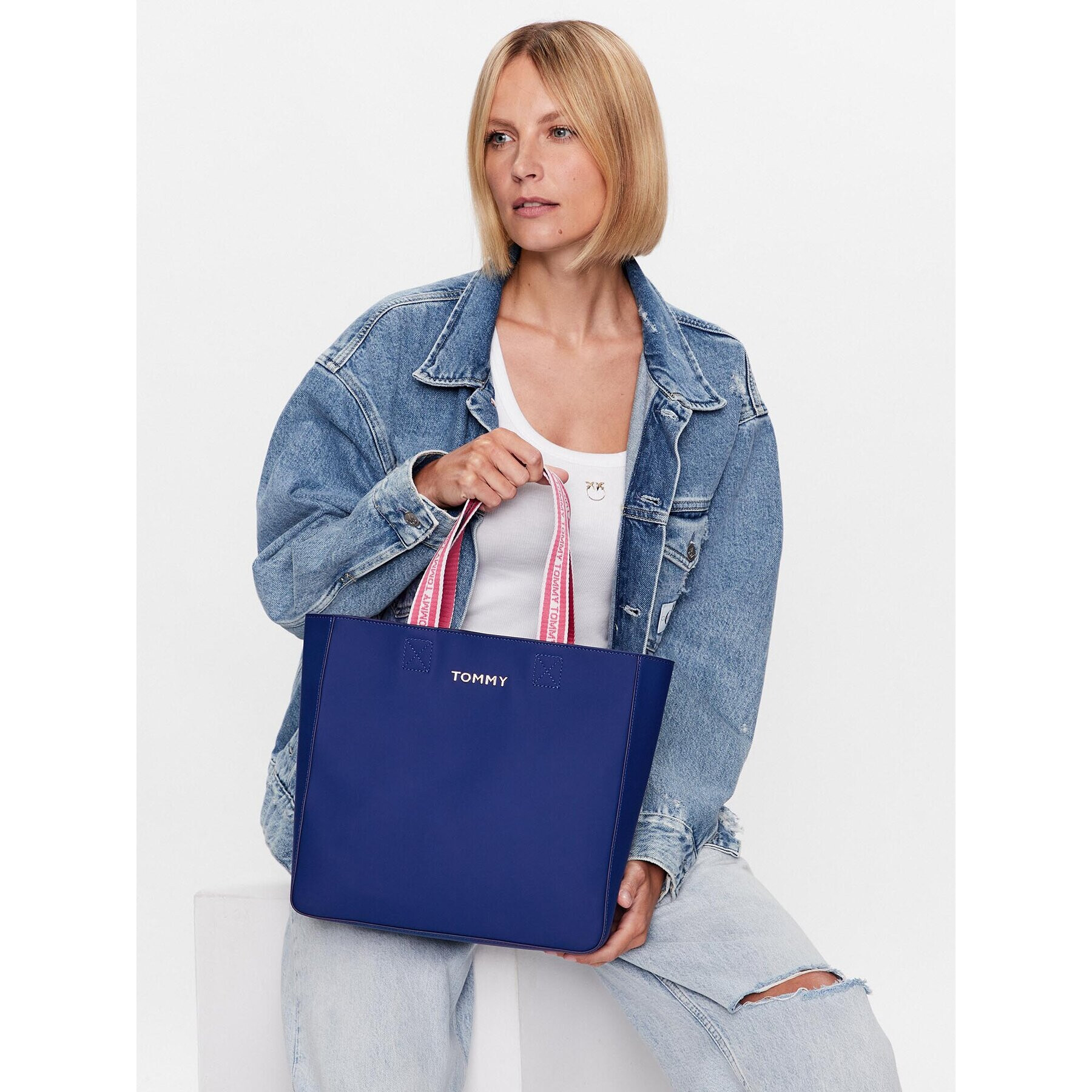 Tommy Hilfiger Дамска чанта Girls Youth Tote Bag AW0AW14040 Син - Pepit.bg