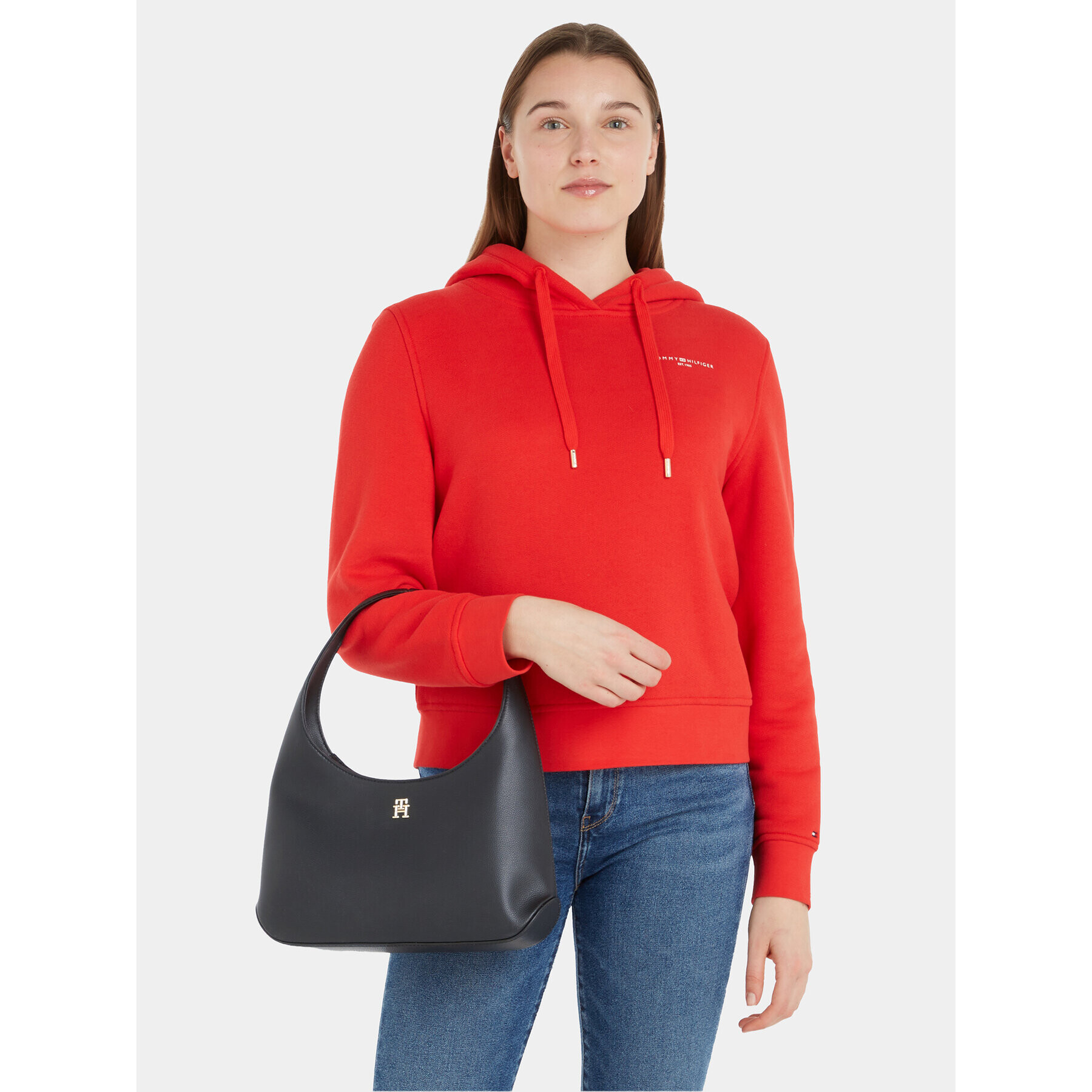 Tommy Hilfiger Дамска чанта Hilfiger Staple Shoulder Bag AW0AW15252 Черен - Pepit.bg