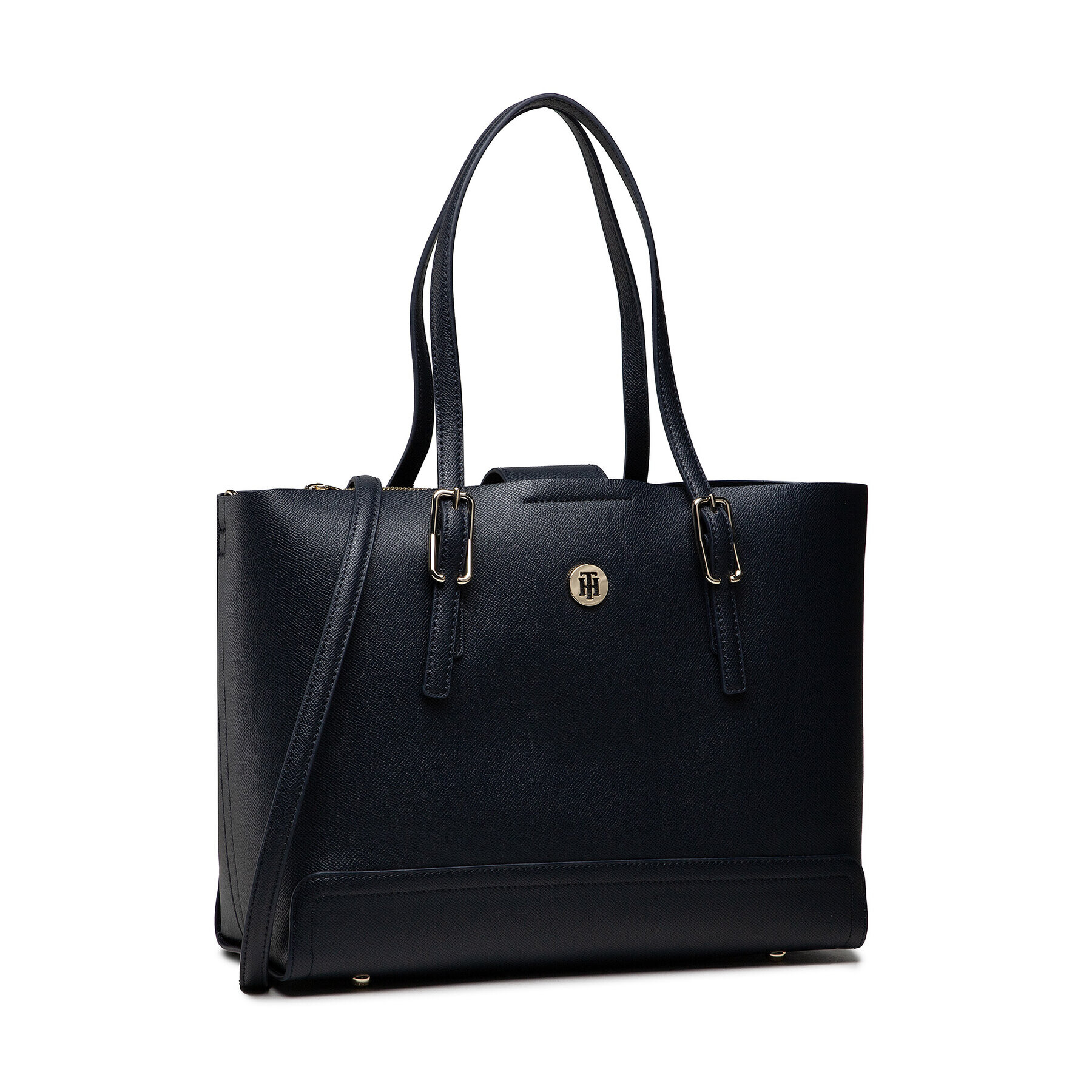 Tommy Hilfiger Дамска чанта Honey Med Tote AW0AW10492 Тъмносин - Pepit.bg