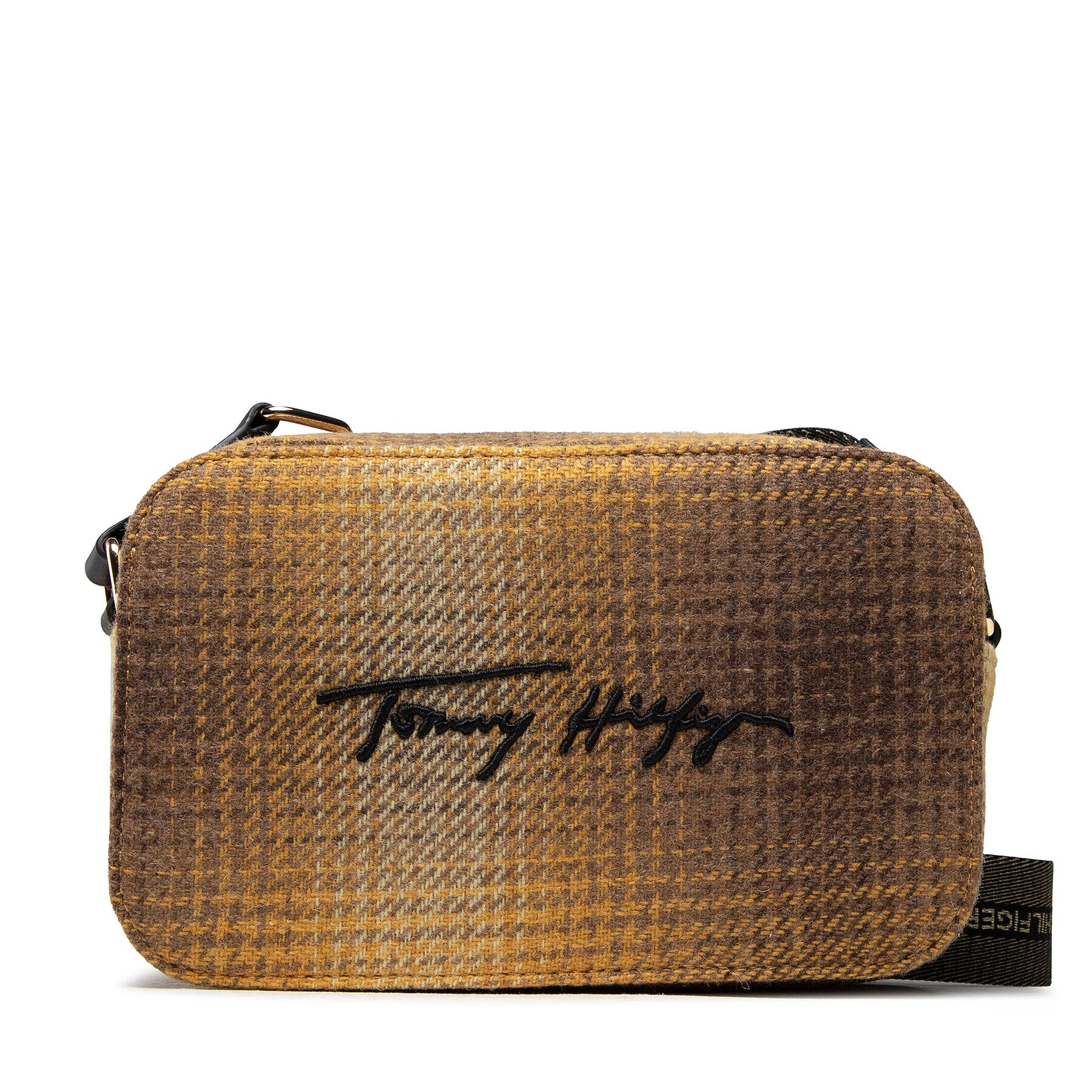 Tommy Hilfiger Дамска чанта Iconic Tommy Camera Bag Check AW0AW11044ZEY Кафяв - Pepit.bg