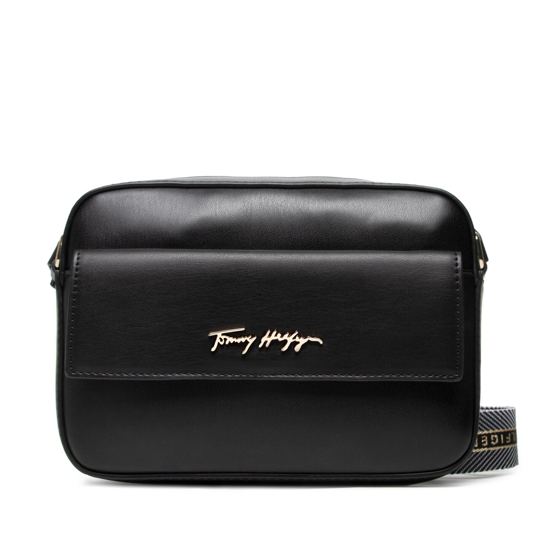 Tommy Hilfiger Дамска чанта Iconic Tommy Camera Bag Sign AW0AW10958 Черен - Pepit.bg