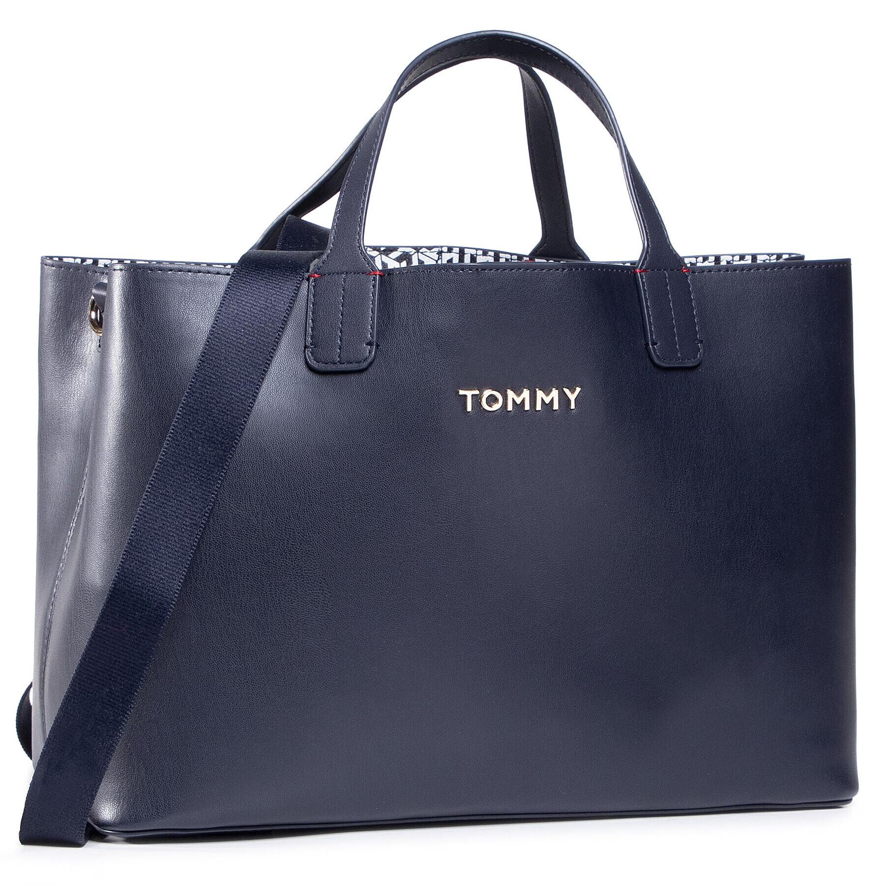 Tommy Hilfiger Дамска чанта Iconic Tommy Satchel AW0AW08512 Тъмносин - Pepit.bg