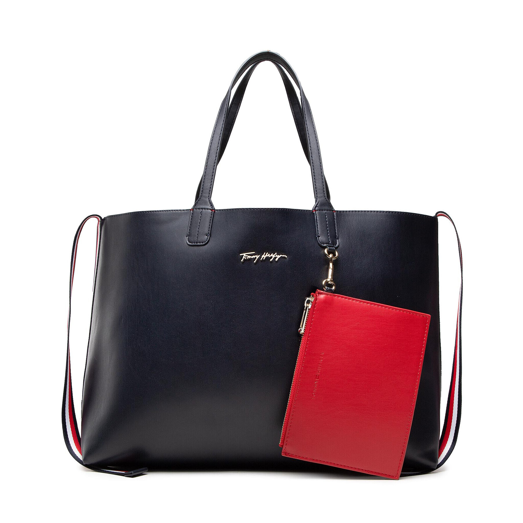 Tommy Hilfiger Дамска чанта Iconic Tommy Tote AW0AW10932 Тъмносин - Pepit.bg