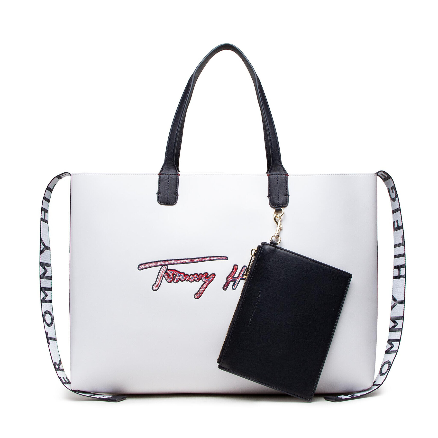 Tommy Hilfiger Дамска чанта Iconic Tommy Tote Signature AW0AW11324 Бял - Pepit.bg