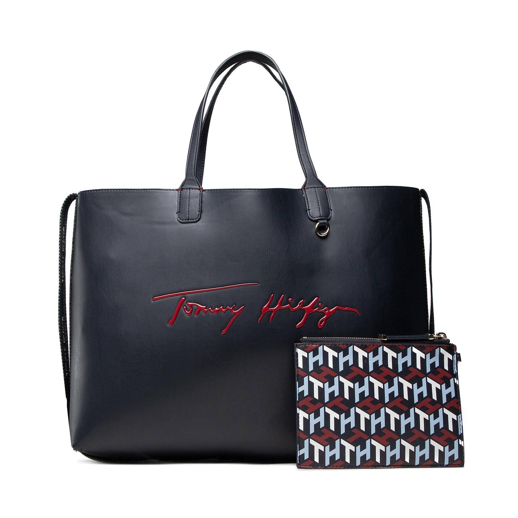 Tommy Hilfiger Дамска чанта Iconic Tommy Tote Sing AW0AW10457 Тъмносин - Pepit.bg