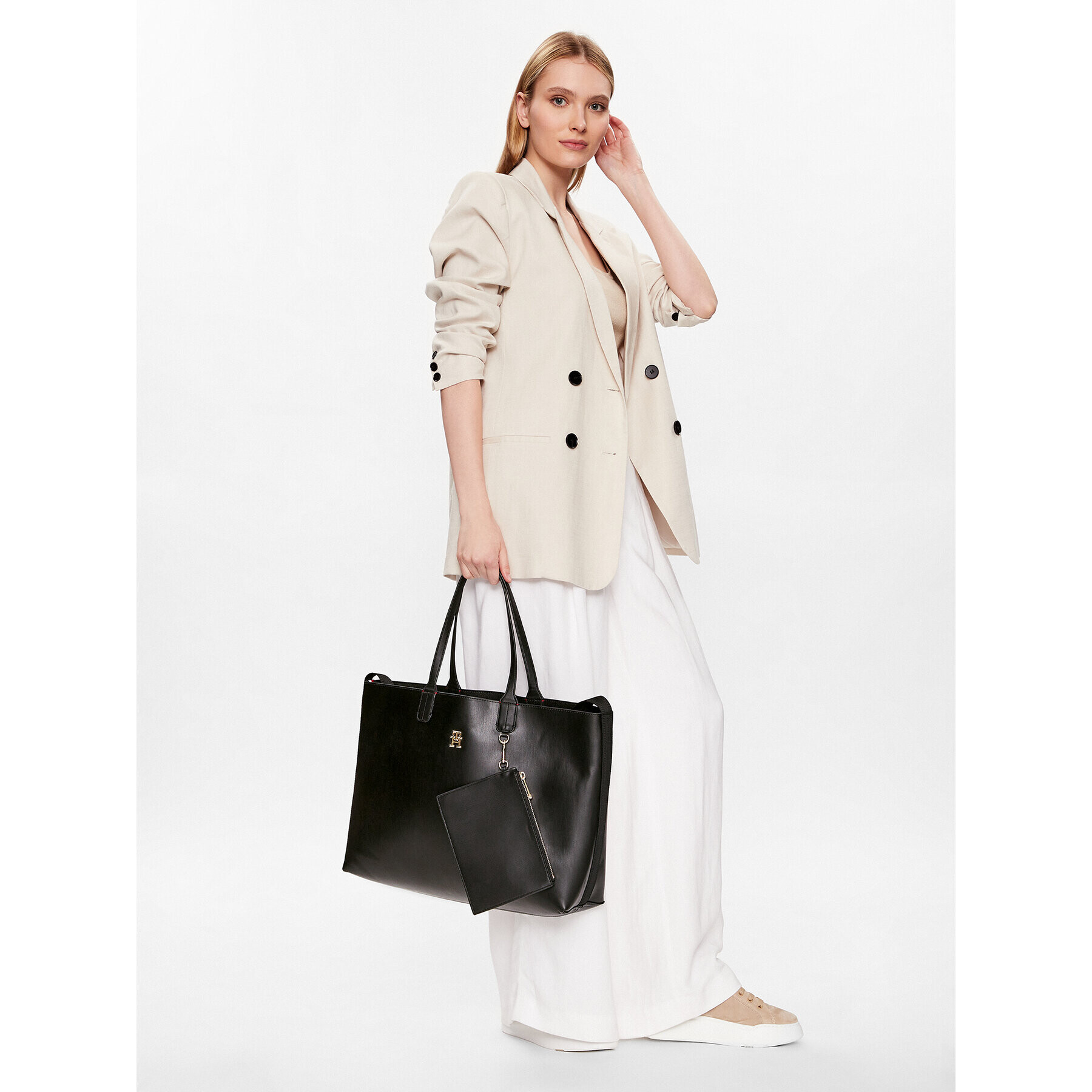 Tommy Hilfiger Дамска чанта Iconic Tommy Tote Solid AW0AW14182 Черен - Pepit.bg