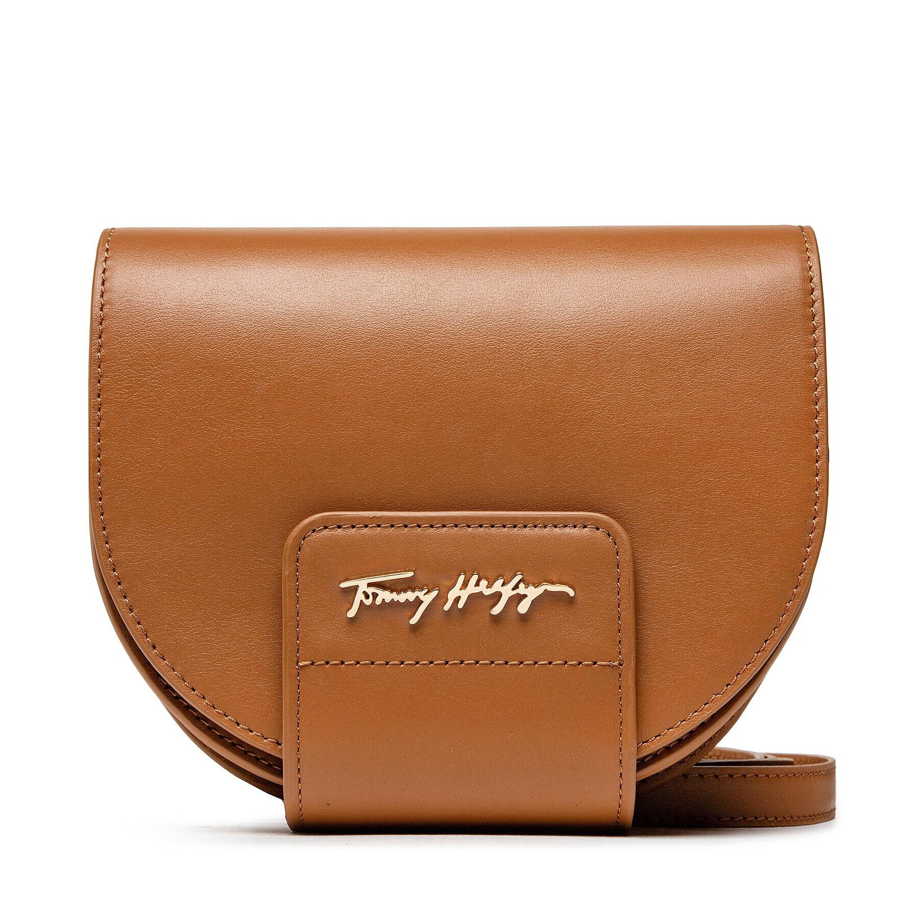 Tommy Hilfiger Дамска чанта Leather Statement Crossover AW0AW13832 Кафяв - Pepit.bg