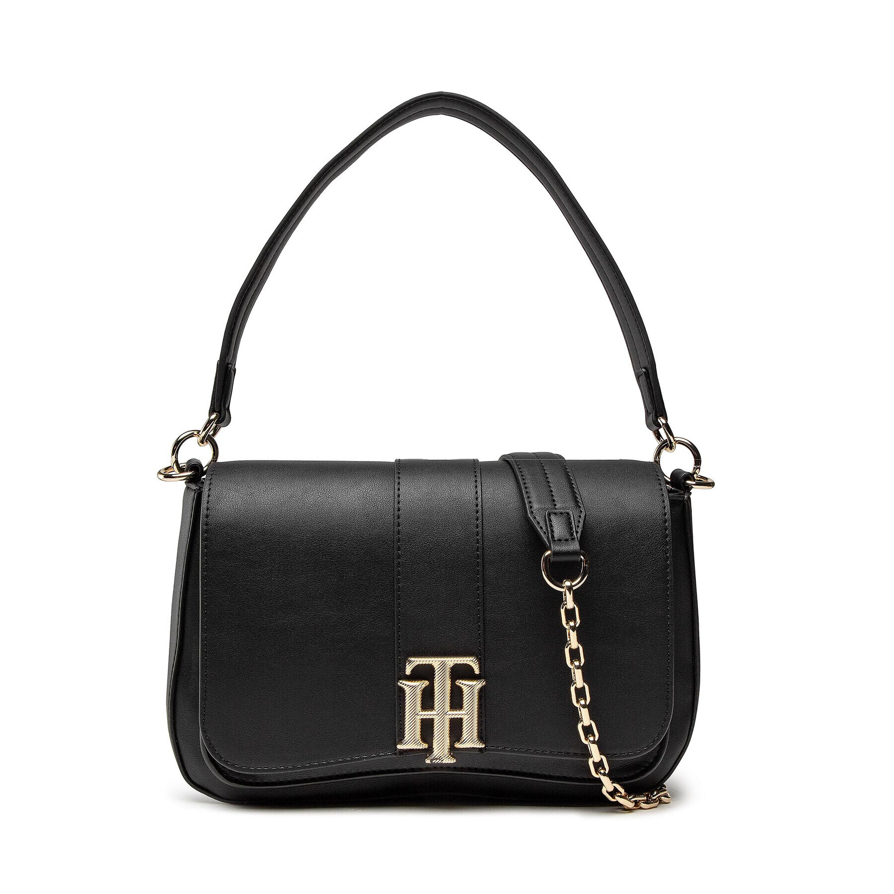 Tommy Hilfiger Дамска чанта Lock Satchel AW0AW10084 Черен - Pepit.bg