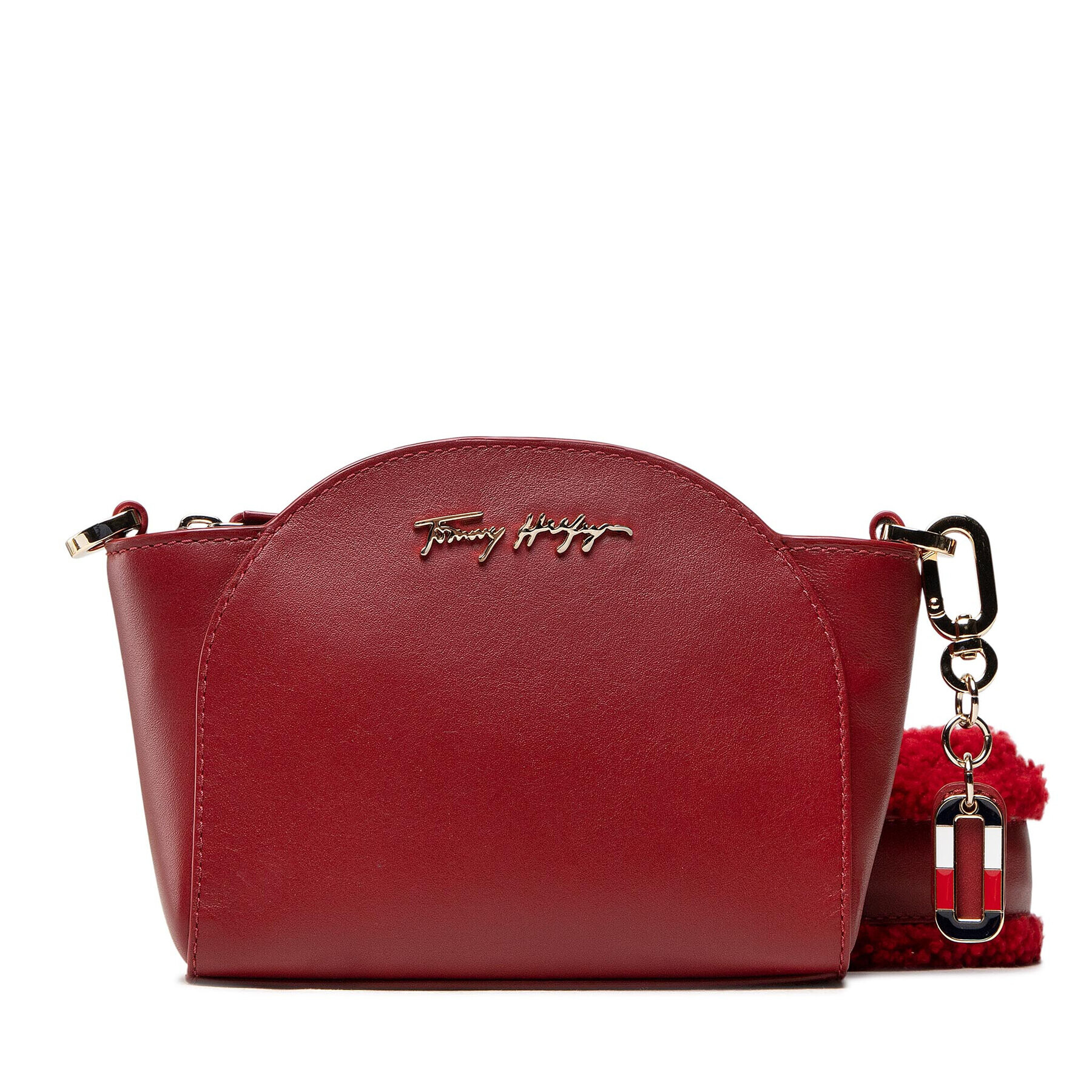 Tommy Hilfiger Дамска чанта Luxe leather Clutch Wide Strap AW0AW10488 Бордо - Pepit.bg