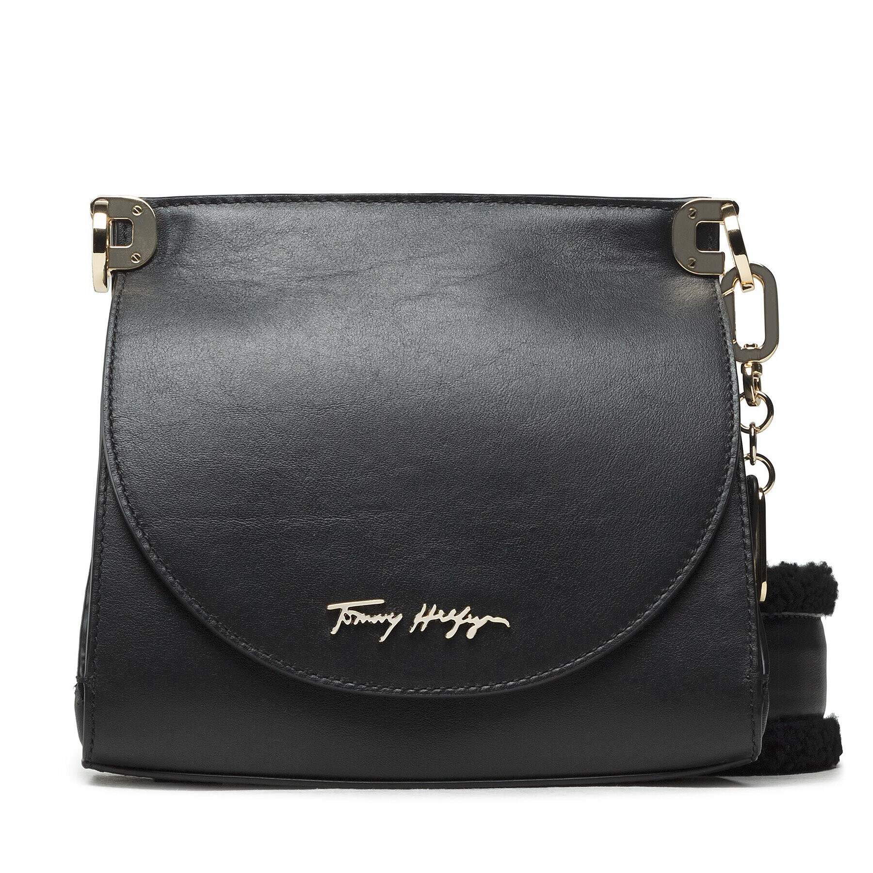 Tommy Hilfiger Дамска чанта Luxe Leather Flap Crossover AW0AW10376 Черен - Pepit.bg