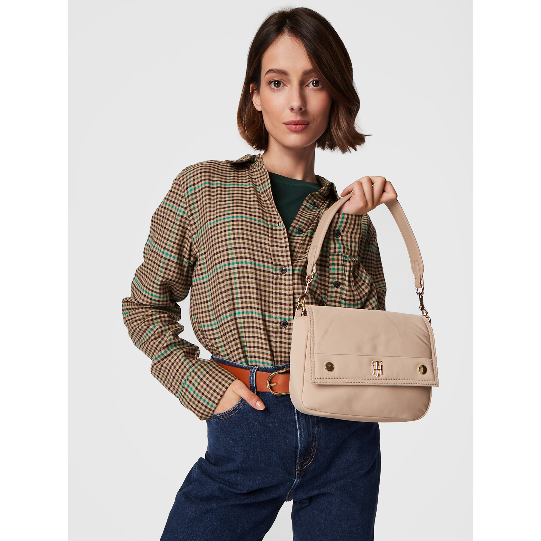 Tommy Hilfiger Дамска чанта My Tommy Shoulder Bag AW0AW12015 Бежов - Pepit.bg