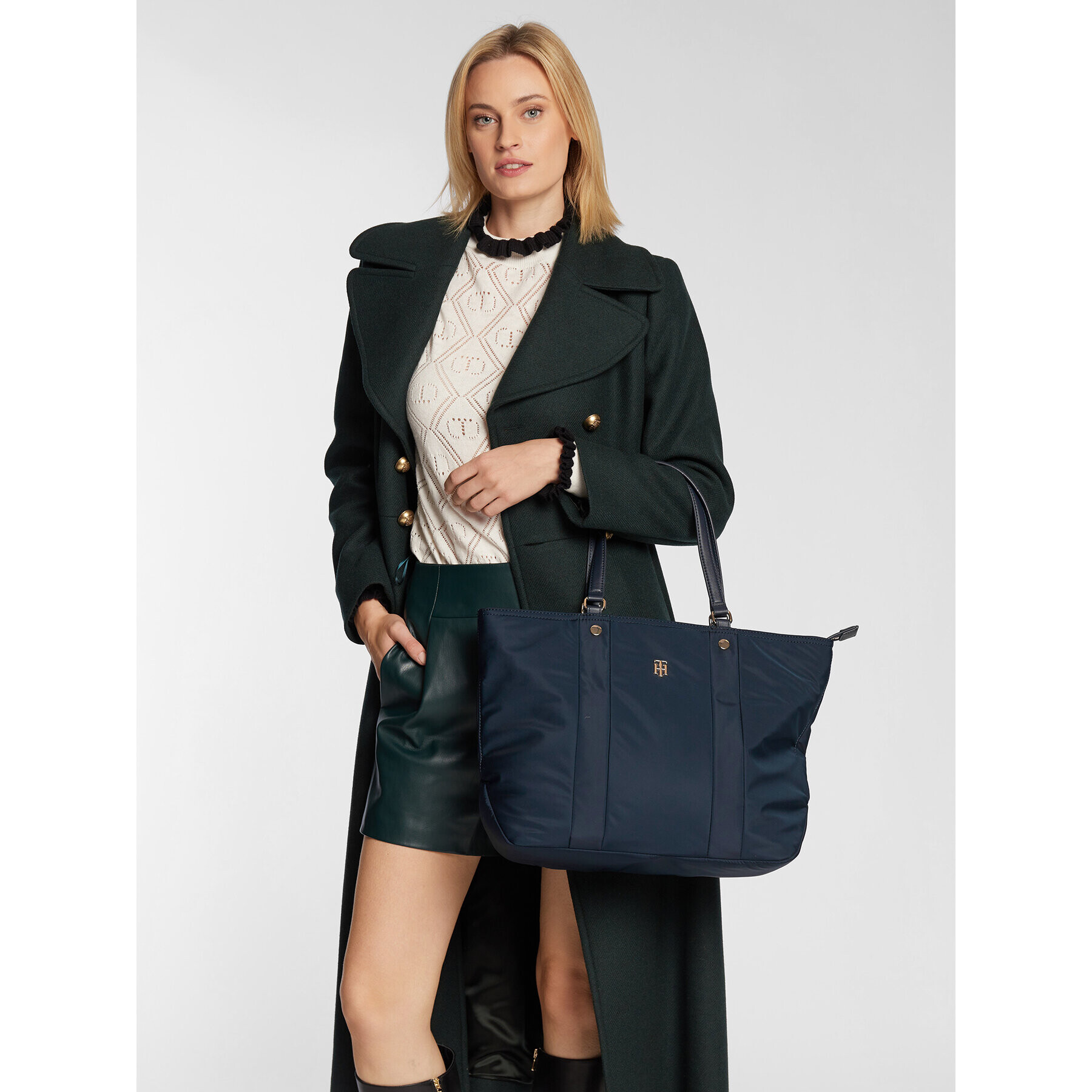 Tommy Hilfiger Дамска чанта My Tommy Tote AW0AW11998 Тъмносин - Pepit.bg