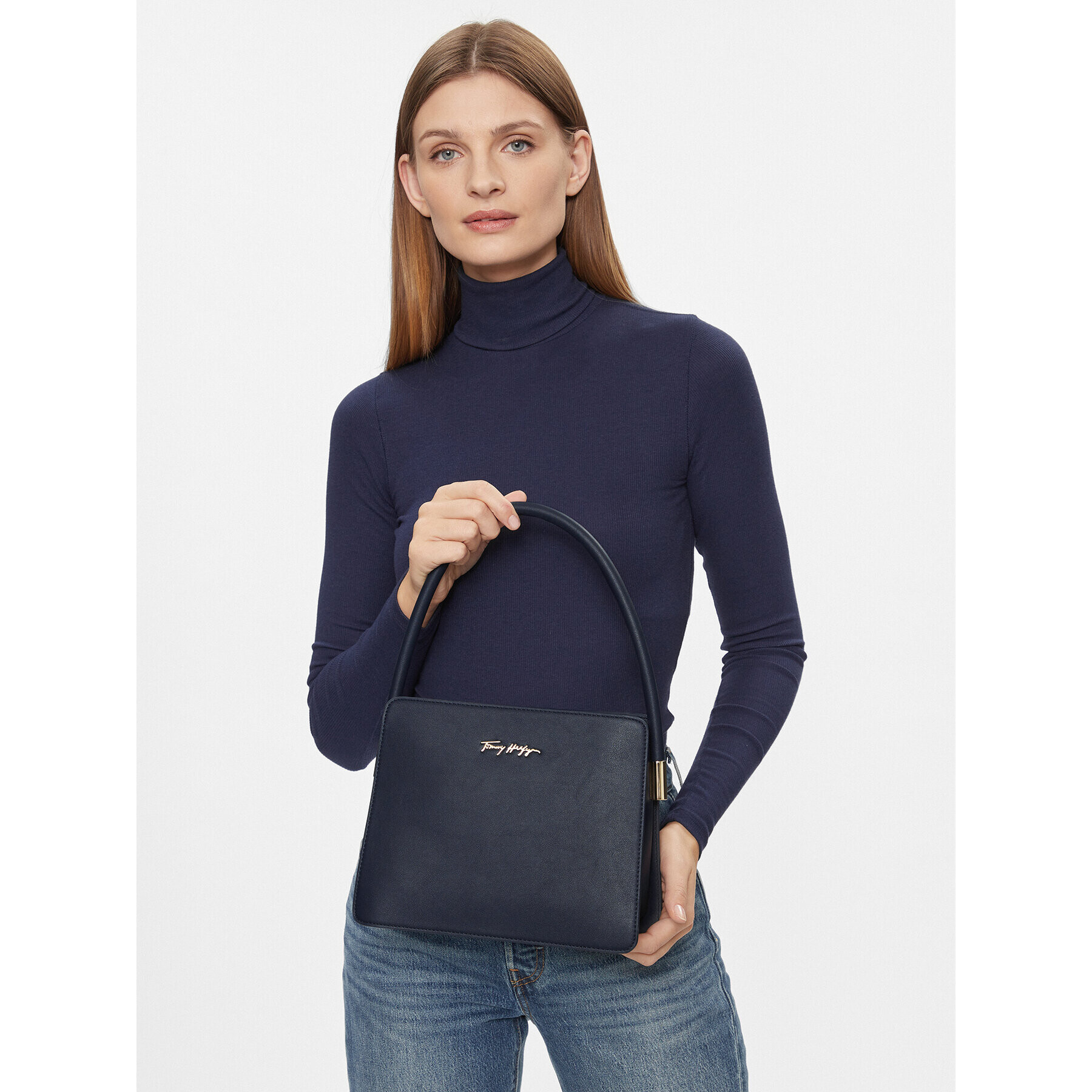 Tommy Hilfiger Дамска чанта New Tommy Shoulder Bag AW0AW11894 Тъмносин - Pepit.bg