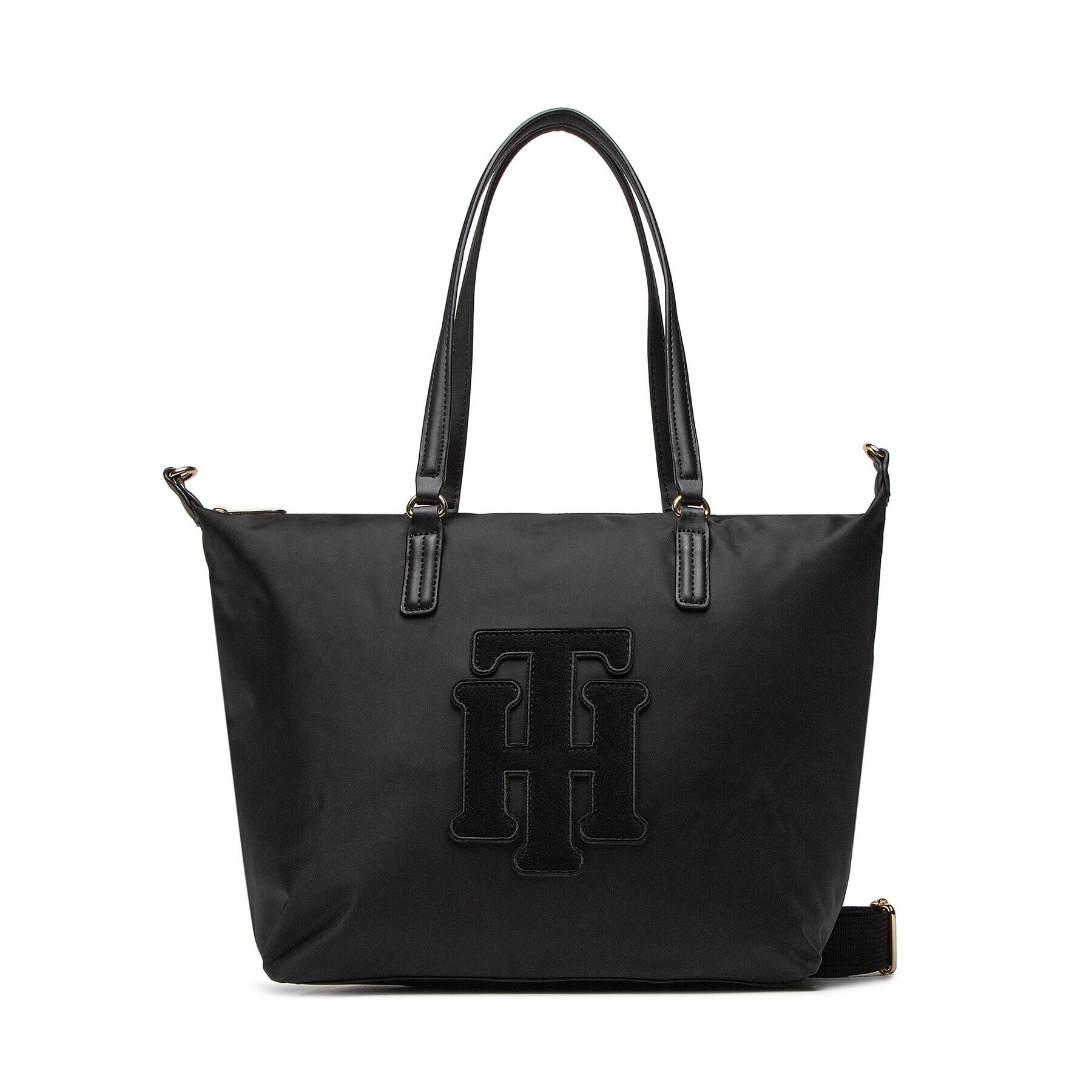 Tommy Hilfiger Дамска чанта Poppt Tote Aplique AW0AW13168 Черен - Pepit.bg