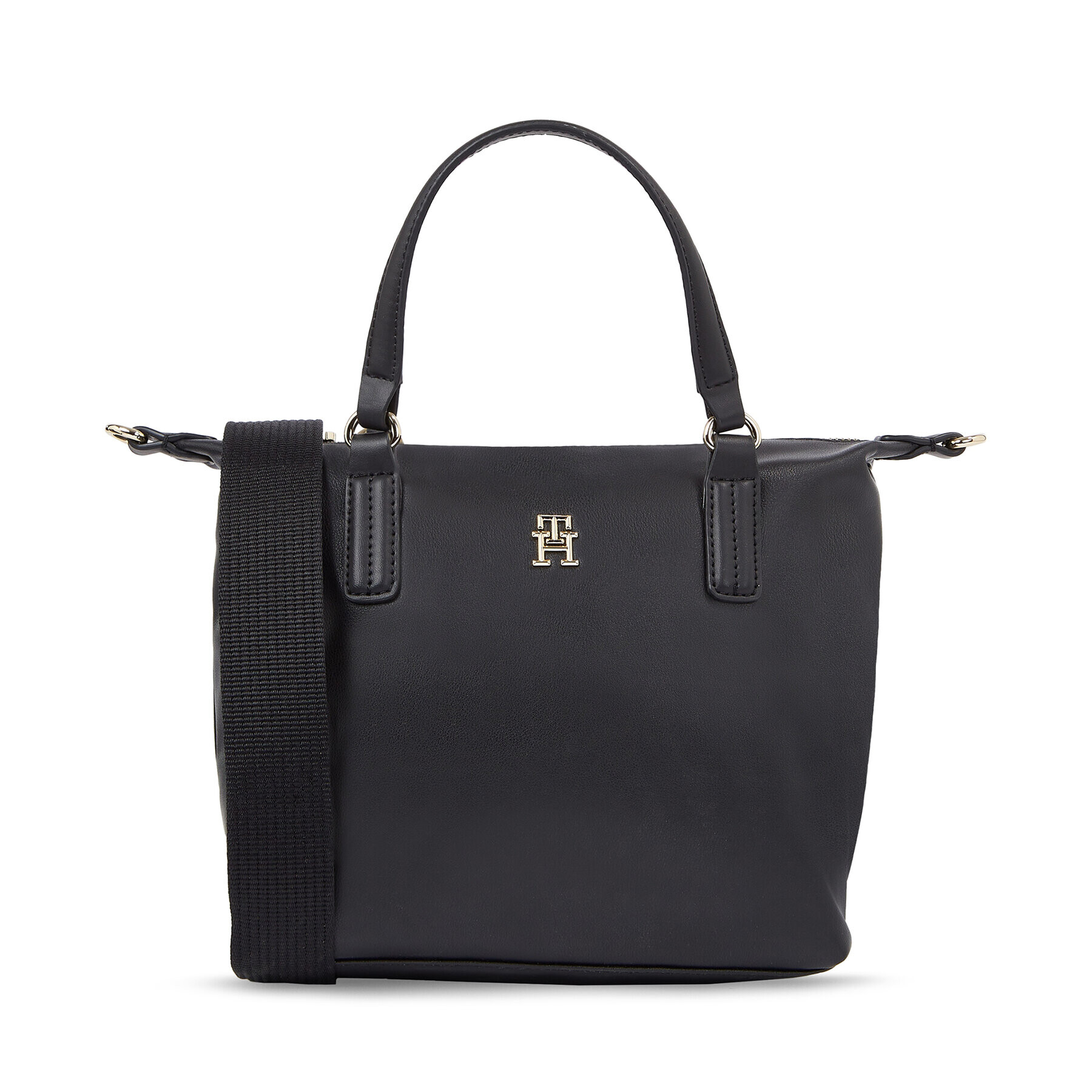 Tommy Hilfiger Дамска чанта Poppy Plus Small Tote AW0AW15592 Черен - Pepit.bg