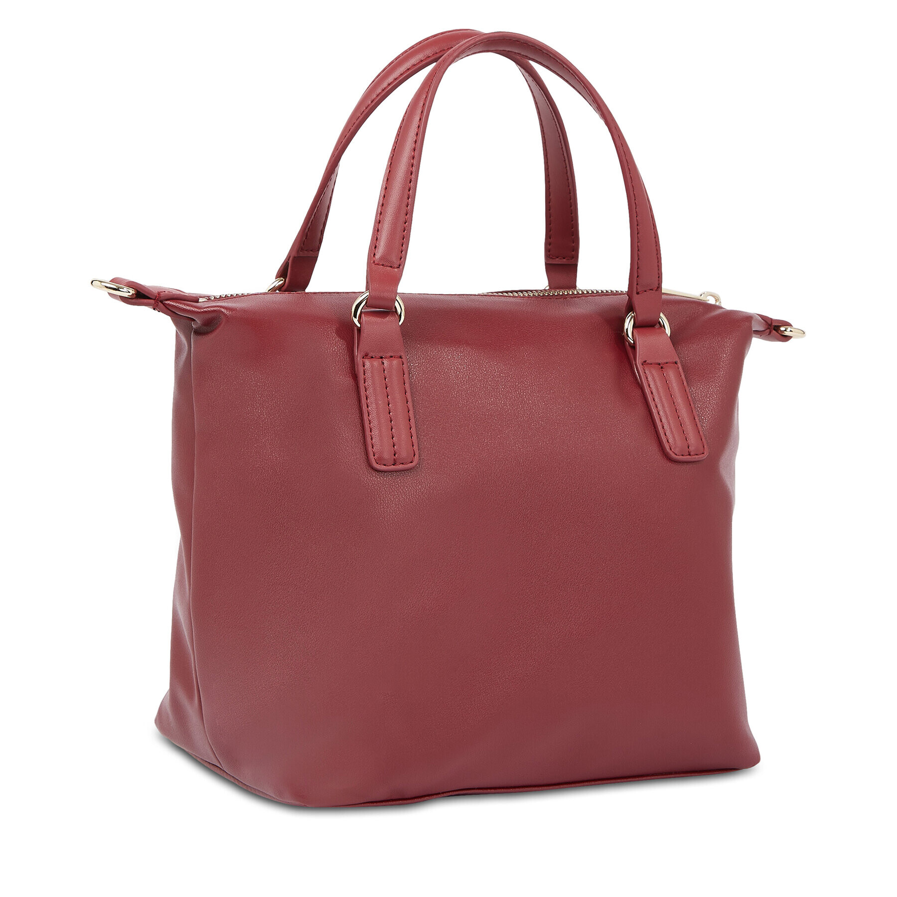 Tommy Hilfiger Дамска чанта Poppy Plus Small Tote AW0AW15592 Червен - Pepit.bg