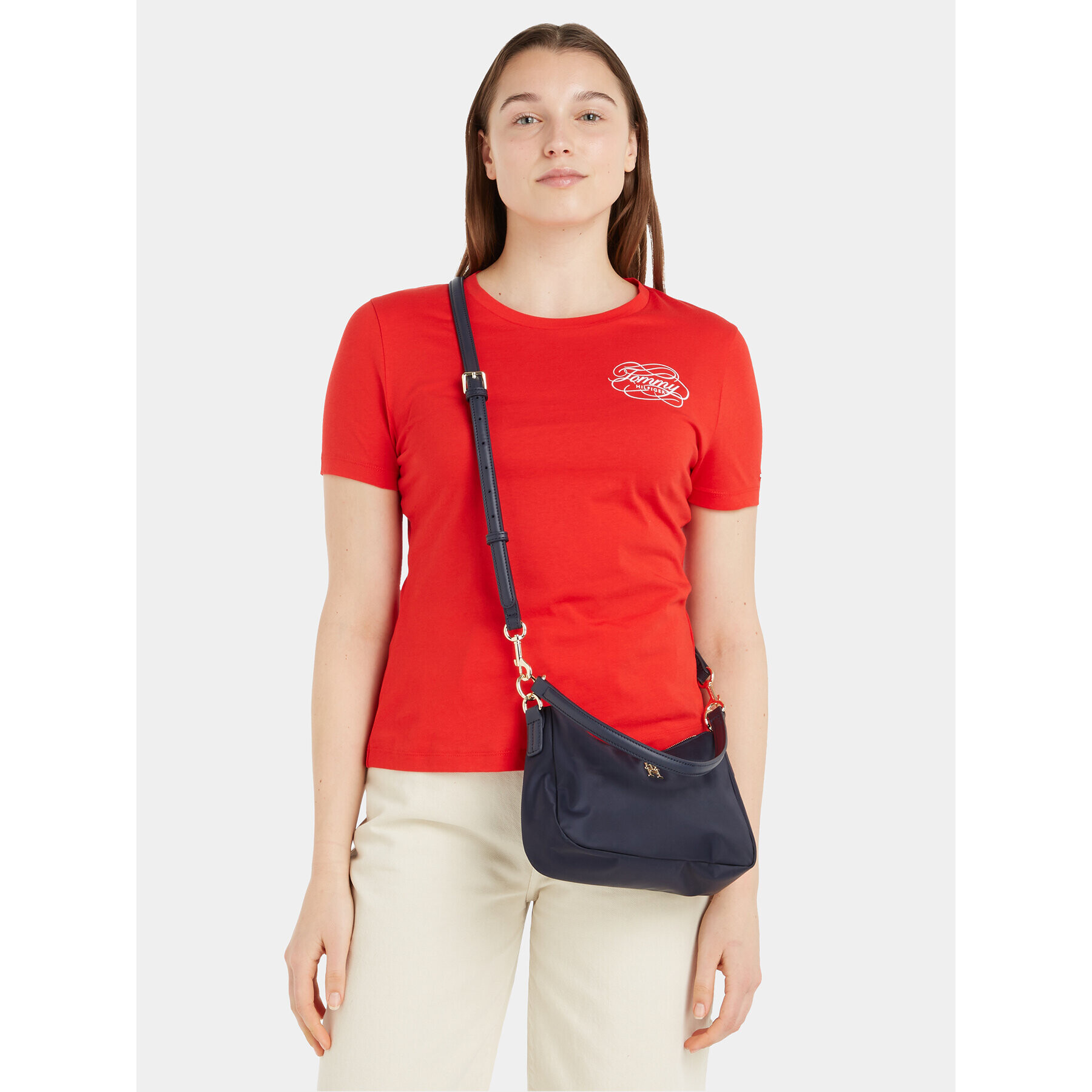 Tommy Hilfiger Дамска чанта Poppy Shoulder Bag AW0AW15215 Тъмносин - Pepit.bg