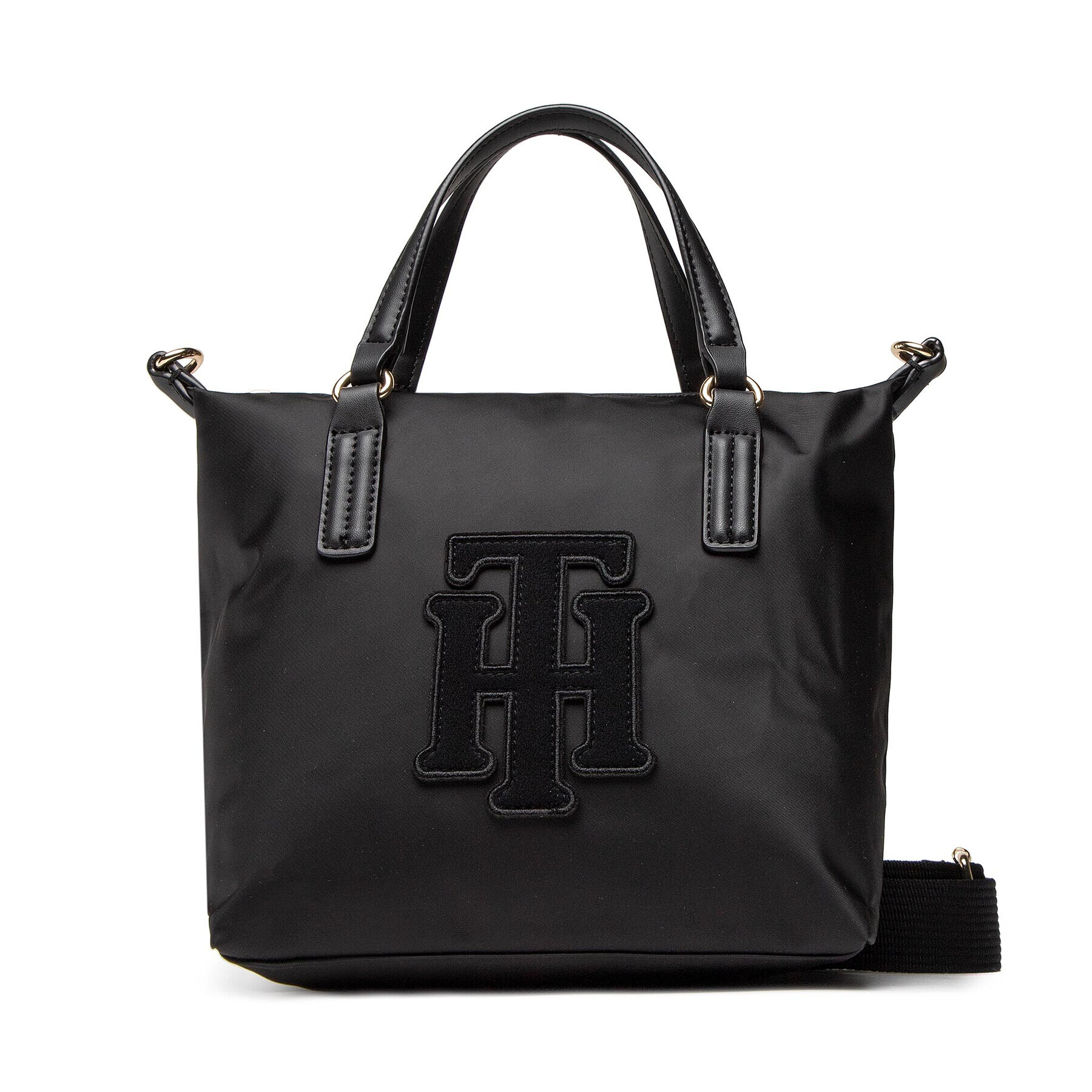 Tommy Hilfiger Дамска чанта Poppy Small Tote Applique AW0AW13174 Черен - Pepit.bg