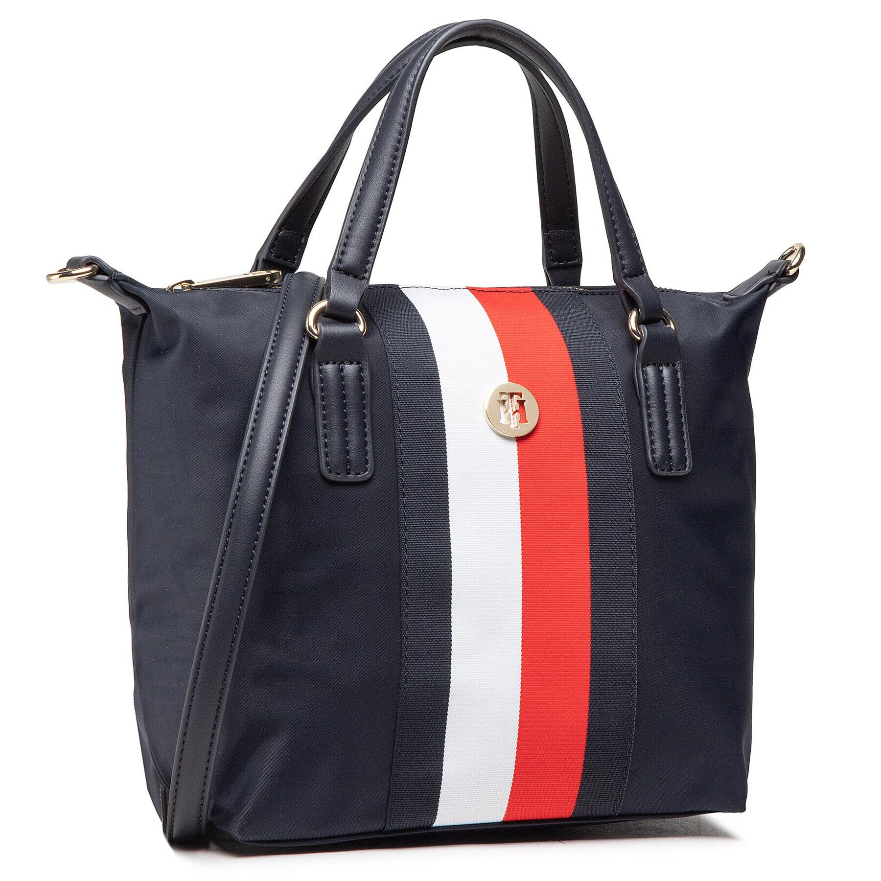 Tommy Hilfiger Дамска чанта Poppy Small Tote Corp AW0AW10025 Тъмносин - Pepit.bg