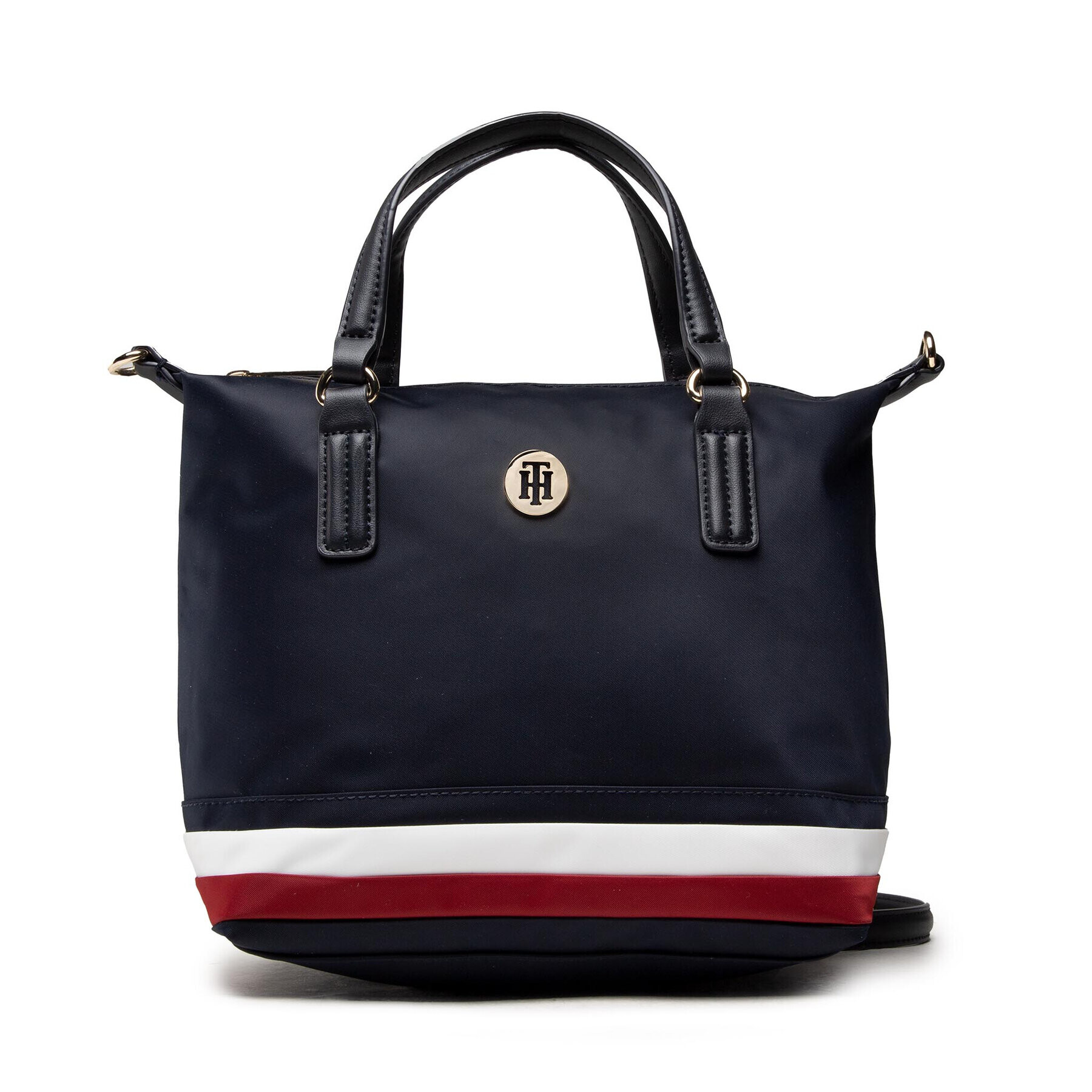 Tommy Hilfiger Дамска чанта Poppy Small Tote Corp AW0AW10444 Тъмносин - Pepit.bg